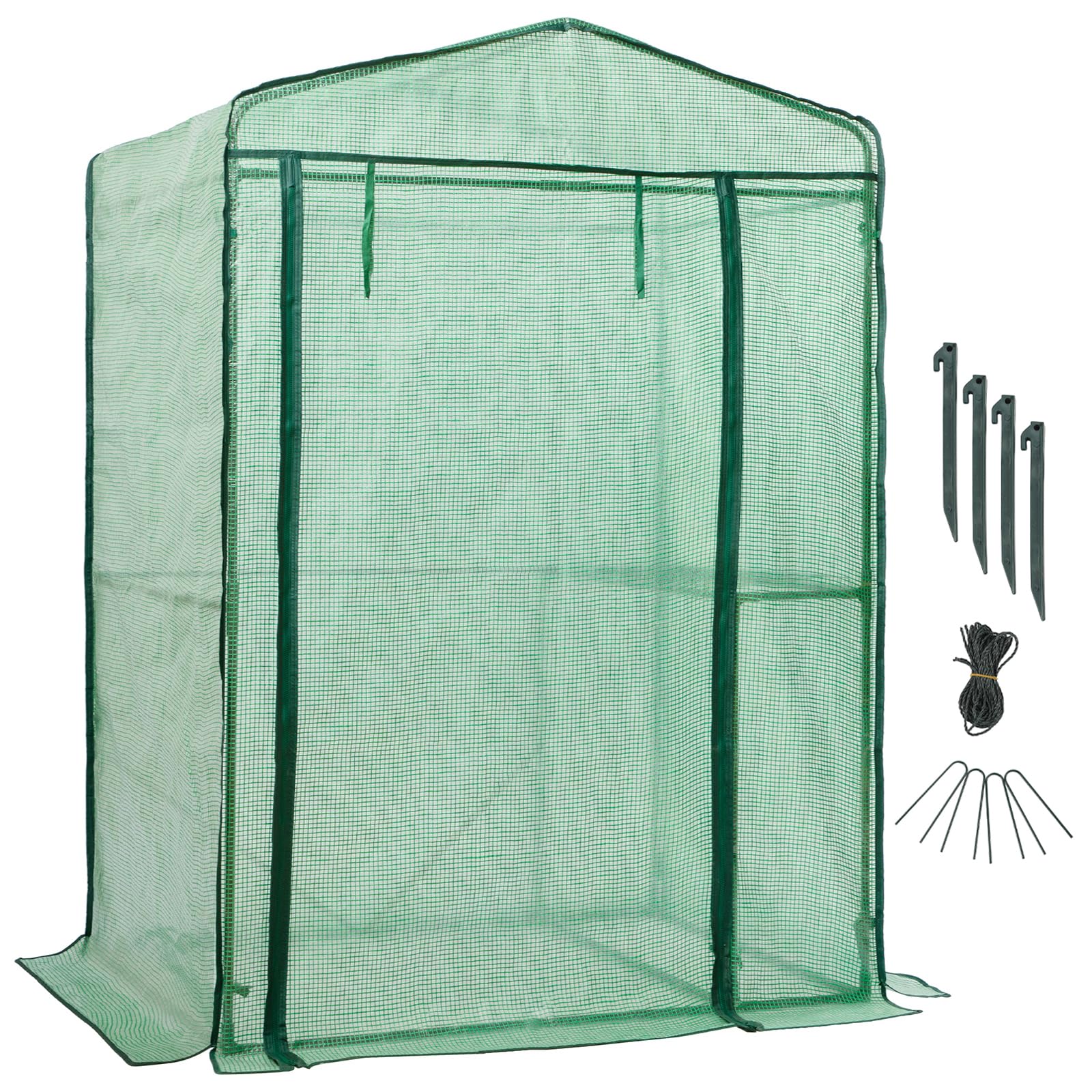 LARMNEE Serra da Giardino con Tetto a Punta, Serra per Pomodori, con Sportello Avvolgibile, per Balcone, Terrazza, Resistente alle Intemperie Anti-UV, Facile per Verdure, Fiori, Verde EGN18GH02