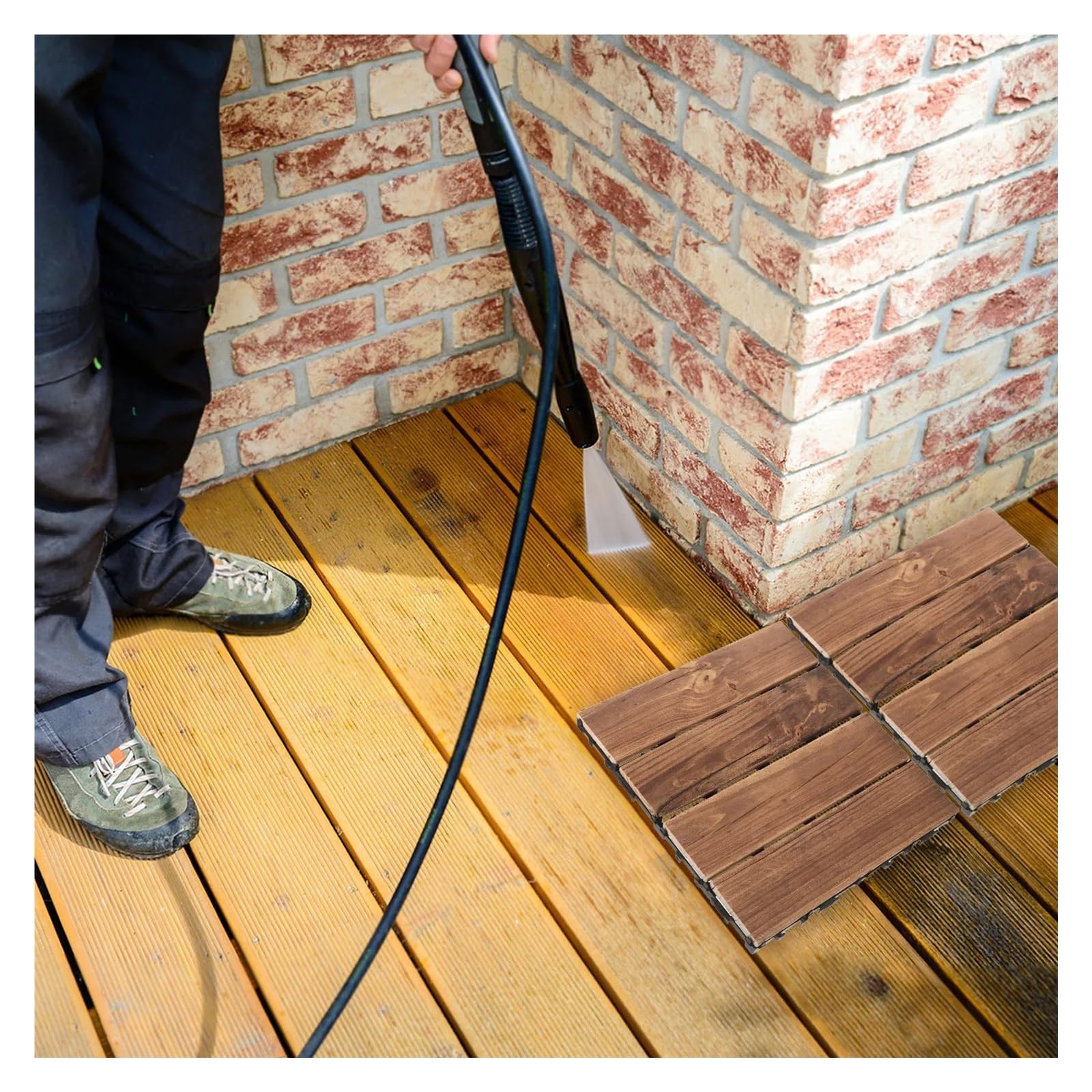 2Pzas Baldosa Madera Impermeable