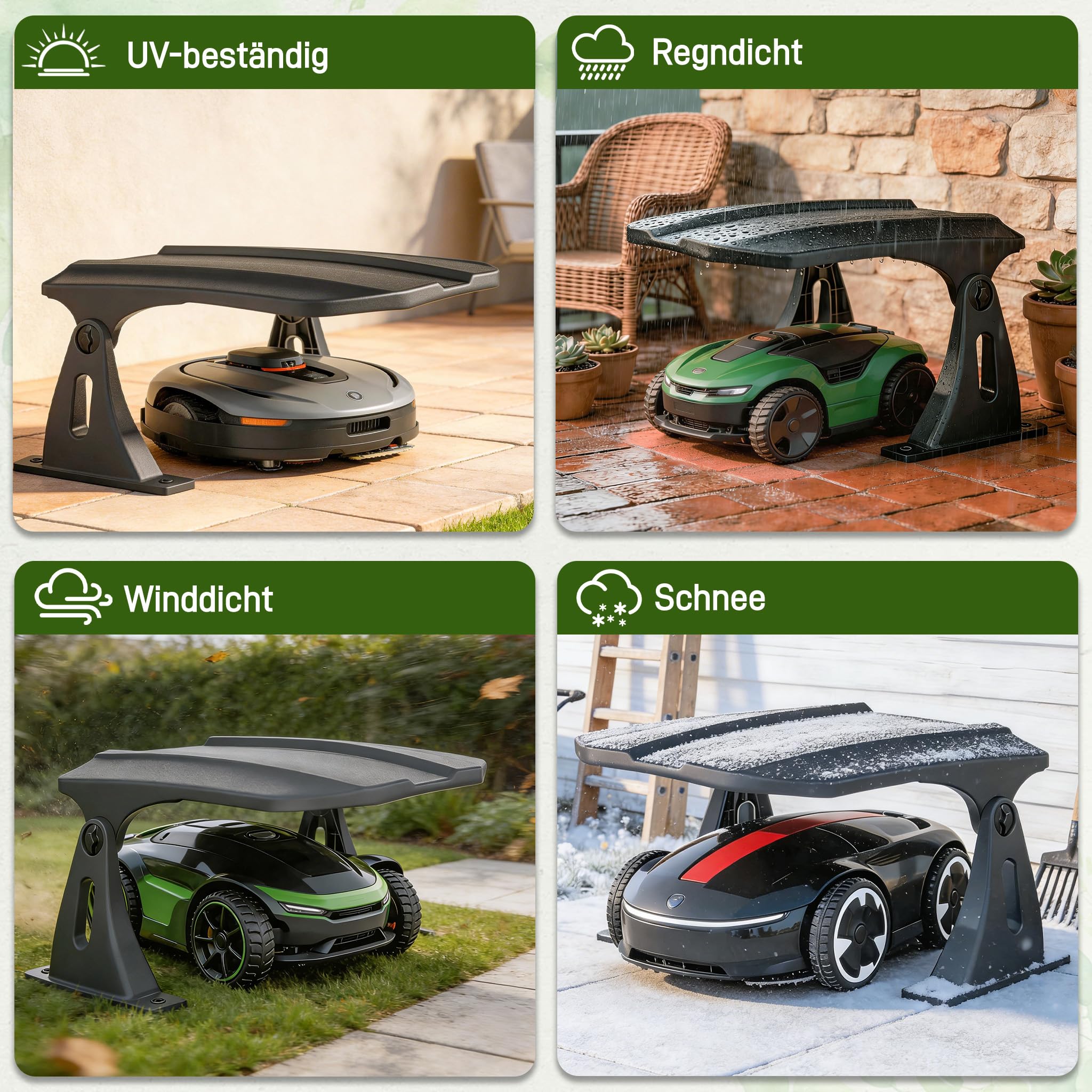 LZQ Robot cortacésped, garaje resistente a la intemperie, resistente a los rayos UV, con techo plegable, toldo protector para robot cortacésped, accesorio para robot cortacésped, refugio