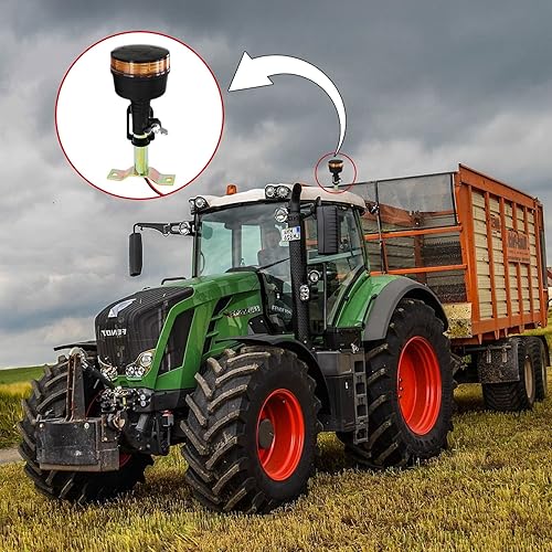 Miniatura 6 de Agrieyes Soporte de luz de baliza de tractor, montaje de metal con alambre para carretilla elevadora intermitente luz de advertencia giratoria -