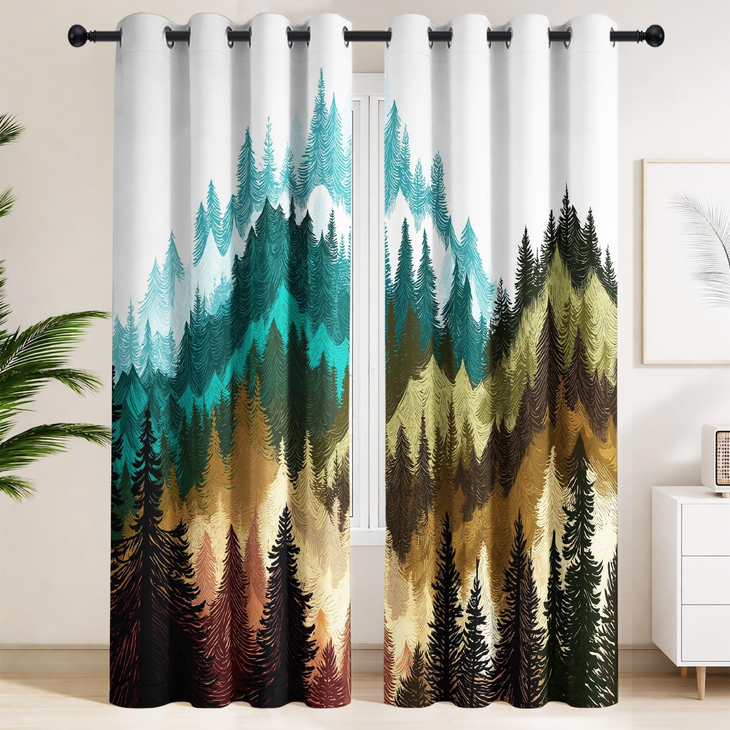 Rideau occultant thermique pour salon et chambre paysage de montagne sauvage