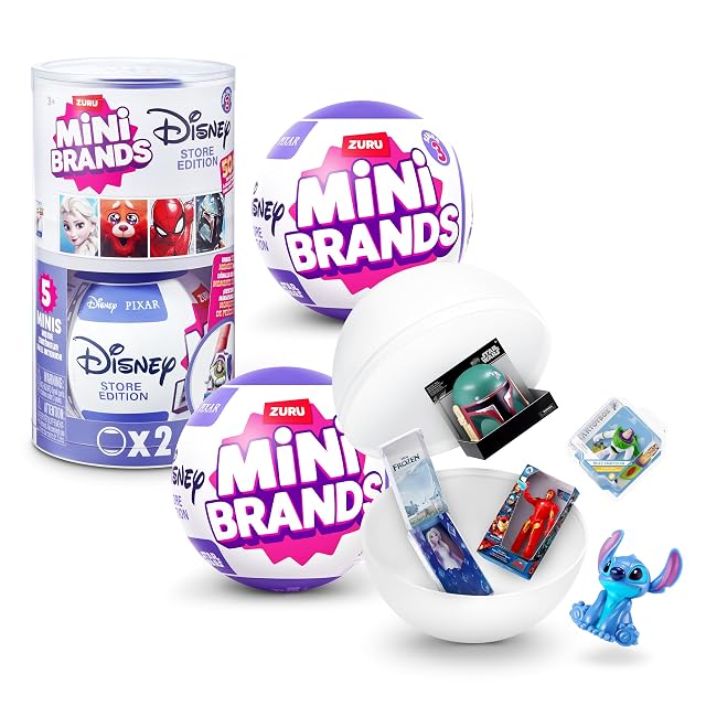 Cápsula Mini Brands Disney Store Serie 3 de ZURU, Minis, Bola con Sorpresa, coleccionables Disney, (2 Capsules)