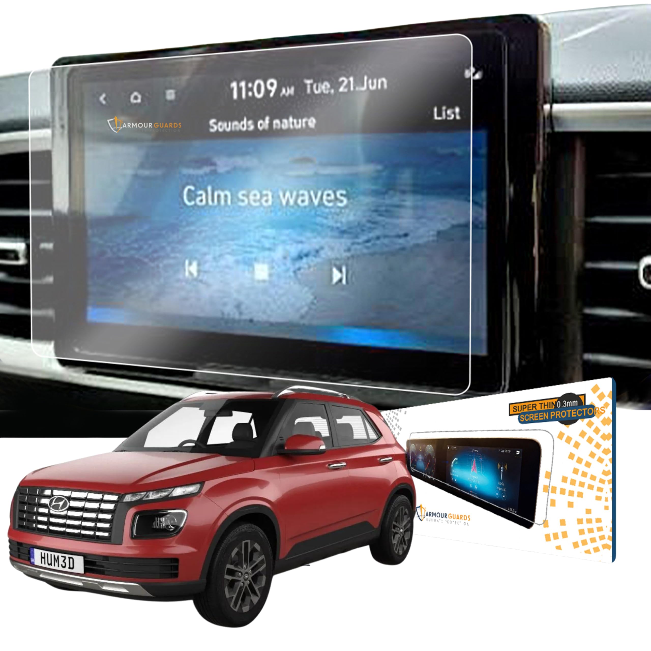 ARMOUR GUARDS Screen Protector Compatible With HYUNDAI Venue 2023 S | S Opt | Old model Infotainment (Screen Without Bezel) | Clear | Pack of 1
