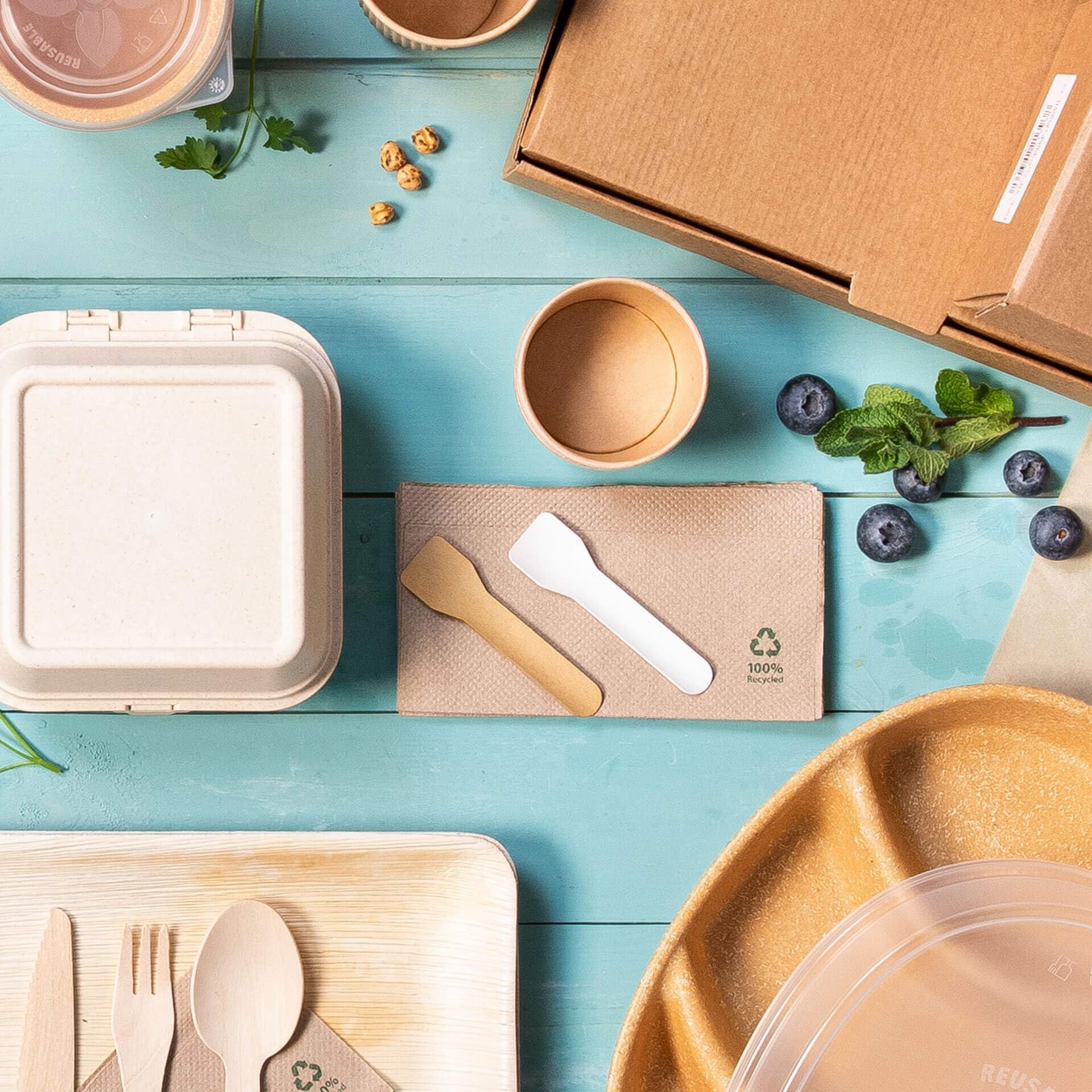 BIOZOYG Cucchiaini per gelato ecologici 100 palette in carta marrone biodegradabili monouso