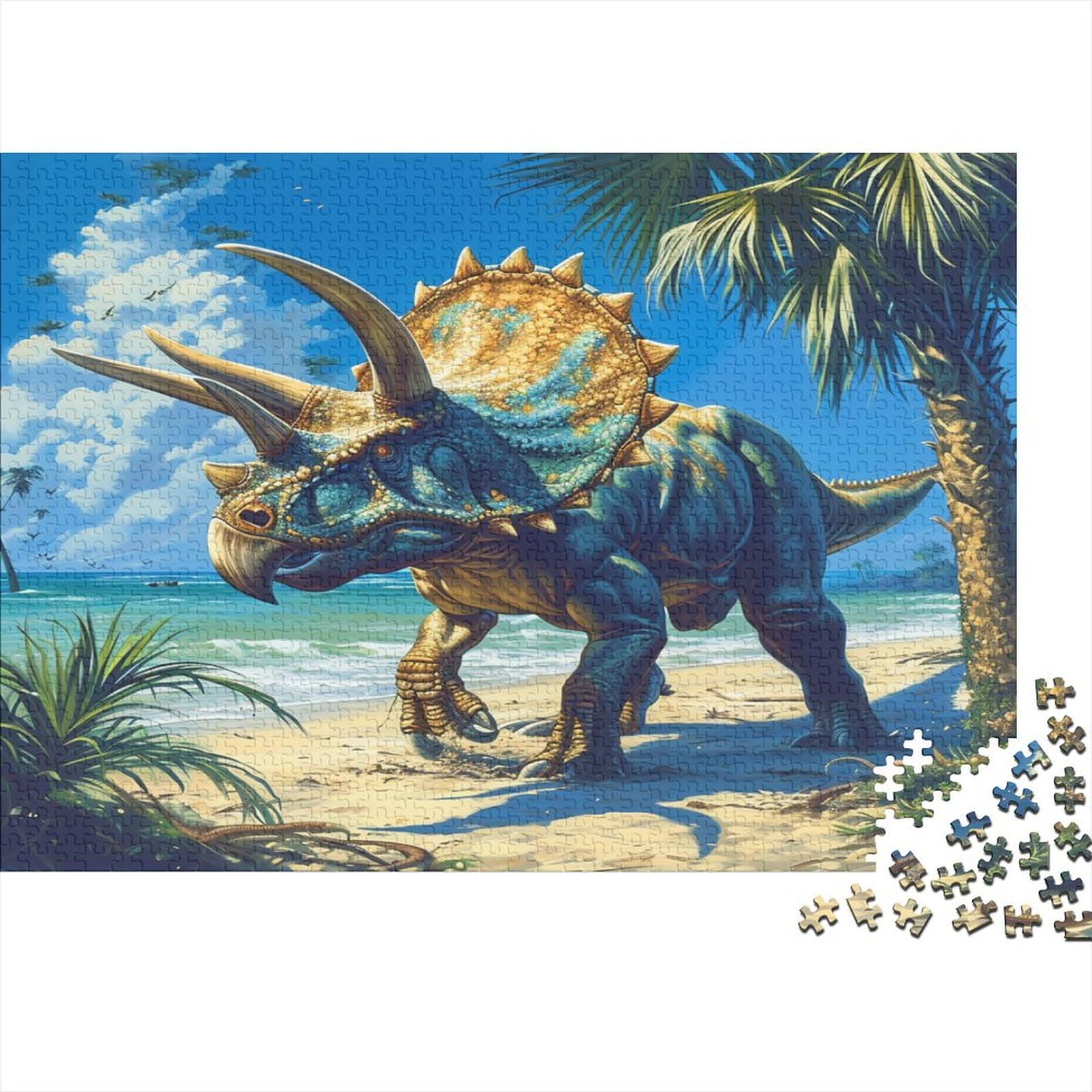 Puzzle Da 1000 Pezzi Con Dinosauro, 38x26 Cm, Divertente E Rilassante Per Adulti E Ragazzi