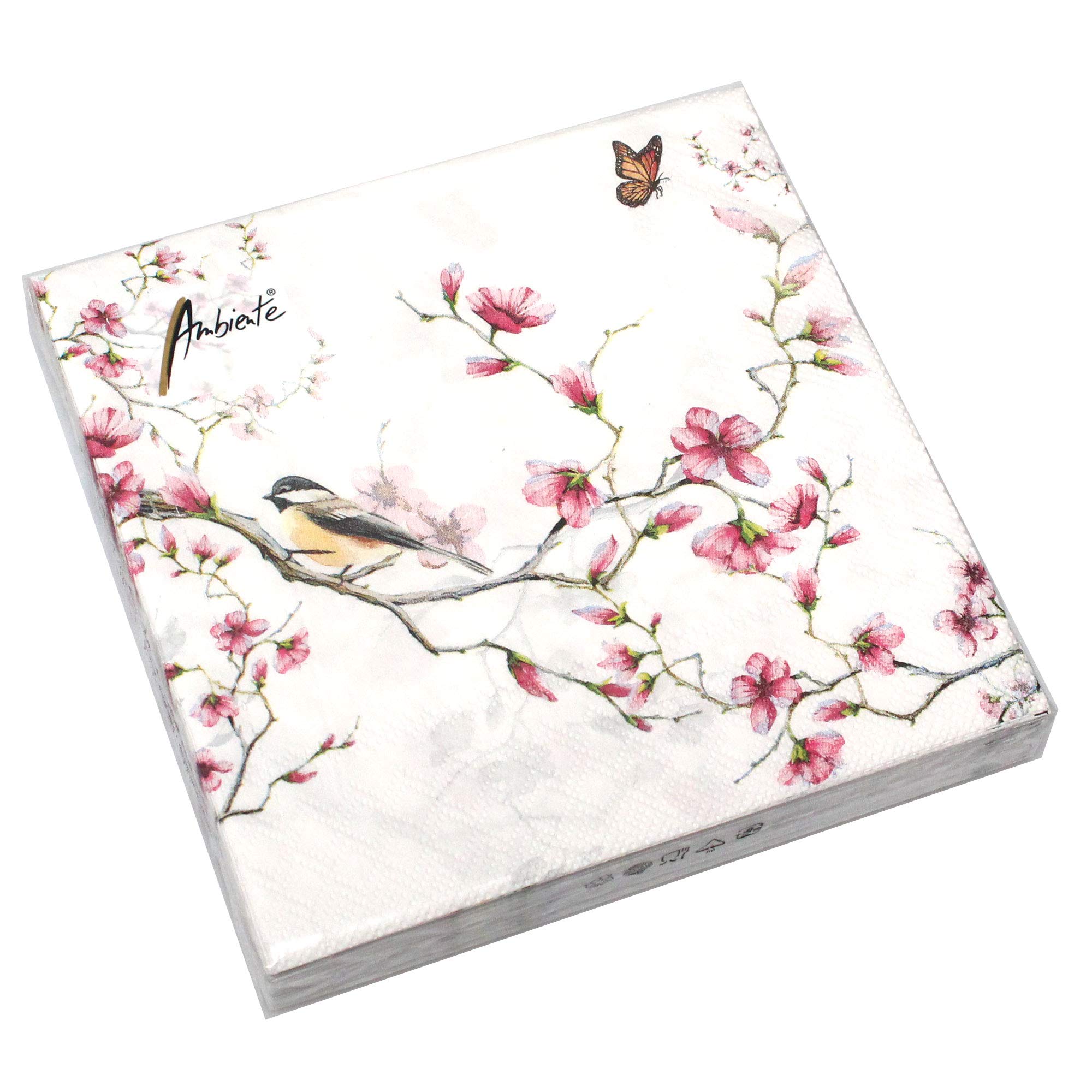 Lot De 20 Serviettes En Papier Magnolia - Motif Fleur 33x33cm - Pour Toutes Occasions