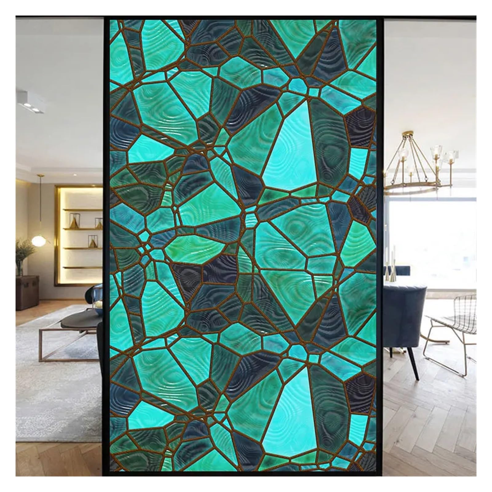 Window Film Colorful Stained Frosted Glass Film Modern Art Geometry Pattern Window Stickers Opaque Self-adhesive Home Decor Privacy(B,40x100cm)