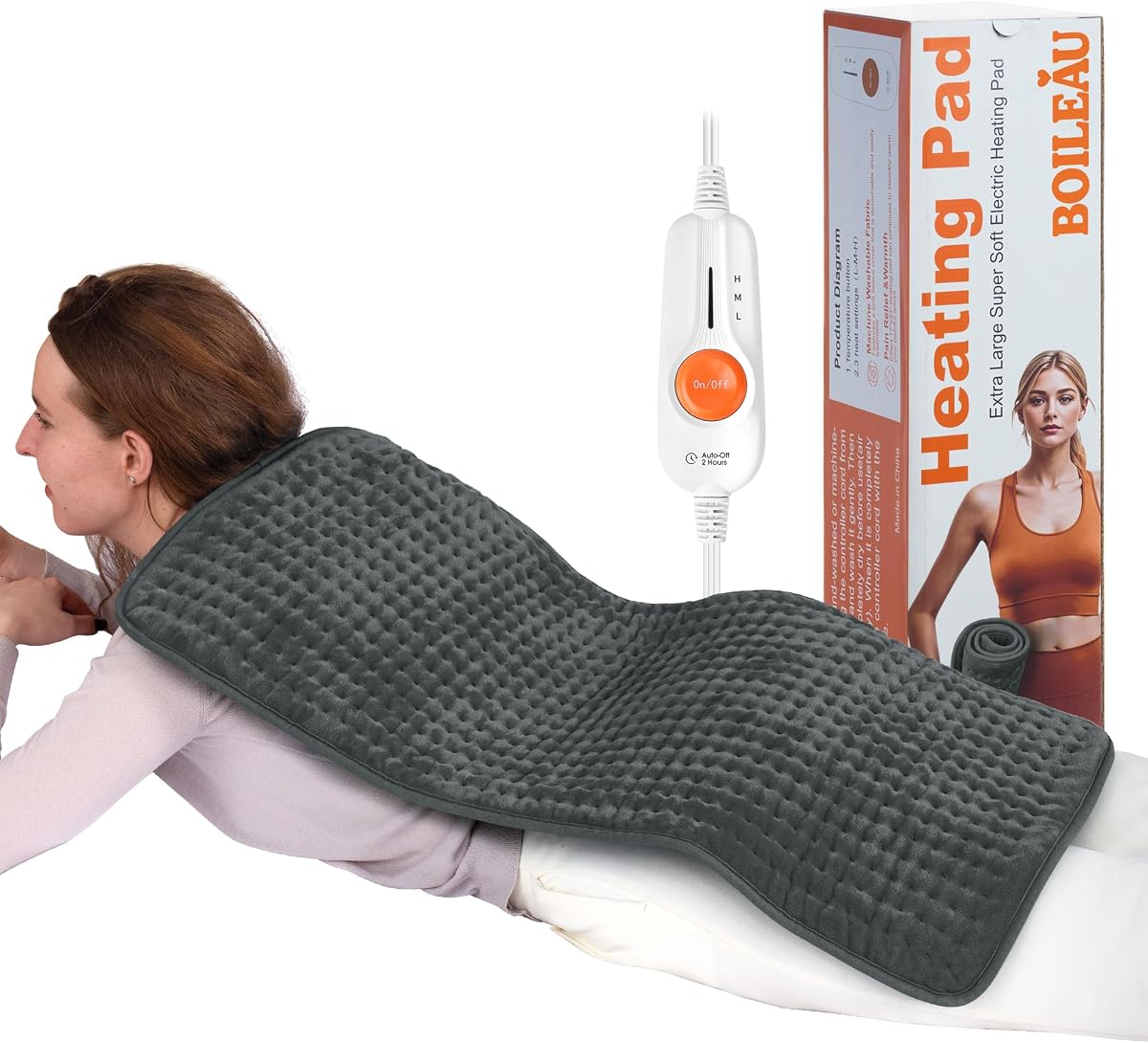 Almohadilla eléctrica Boileau para espalda, extra grande 17"x33" XXXL