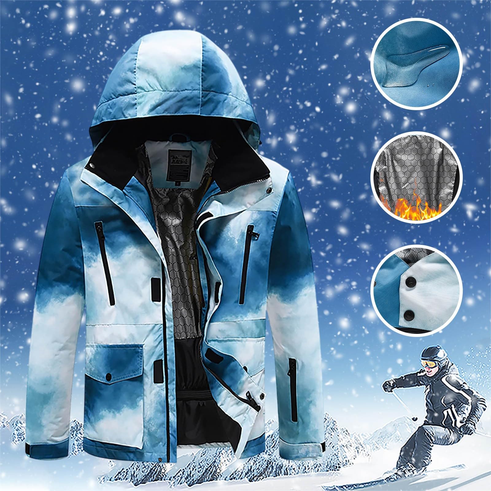 Generico Giacca Da Neve Uomo Antivento Giacca Sci Tecnica Giubbotto Uomo Invernale Termica Cappotto Pesante Giacche Da Lavoro Giaccone Trekking Calda Giacchetto Parka