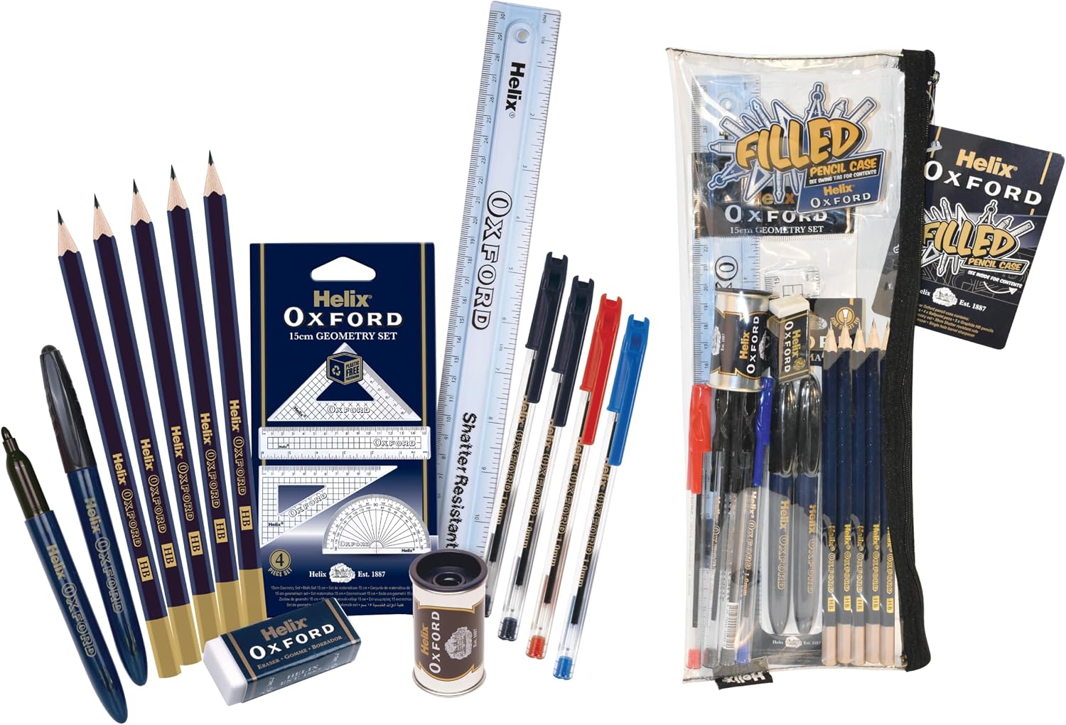 Helix 930836 Large Oxford Filled Pencil Case
