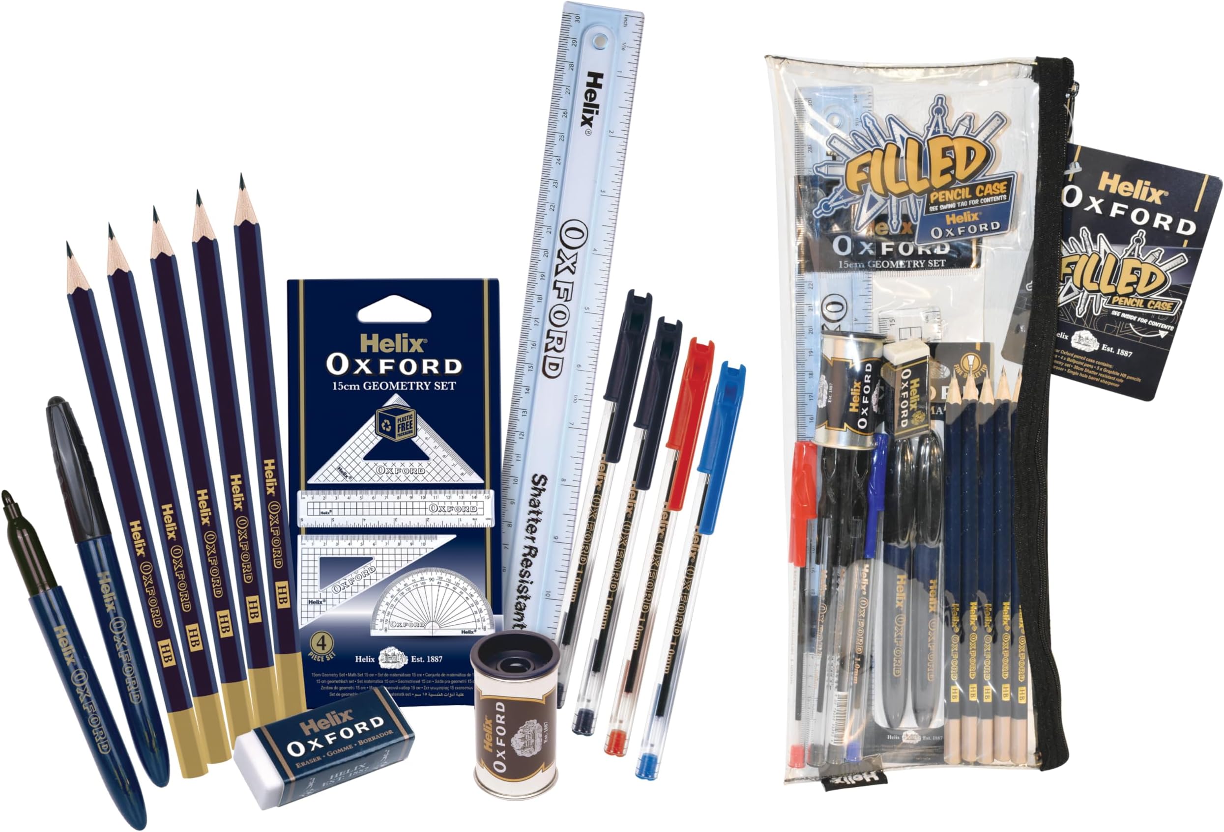 Helix 930836 Large Oxford Filled Pencil Case