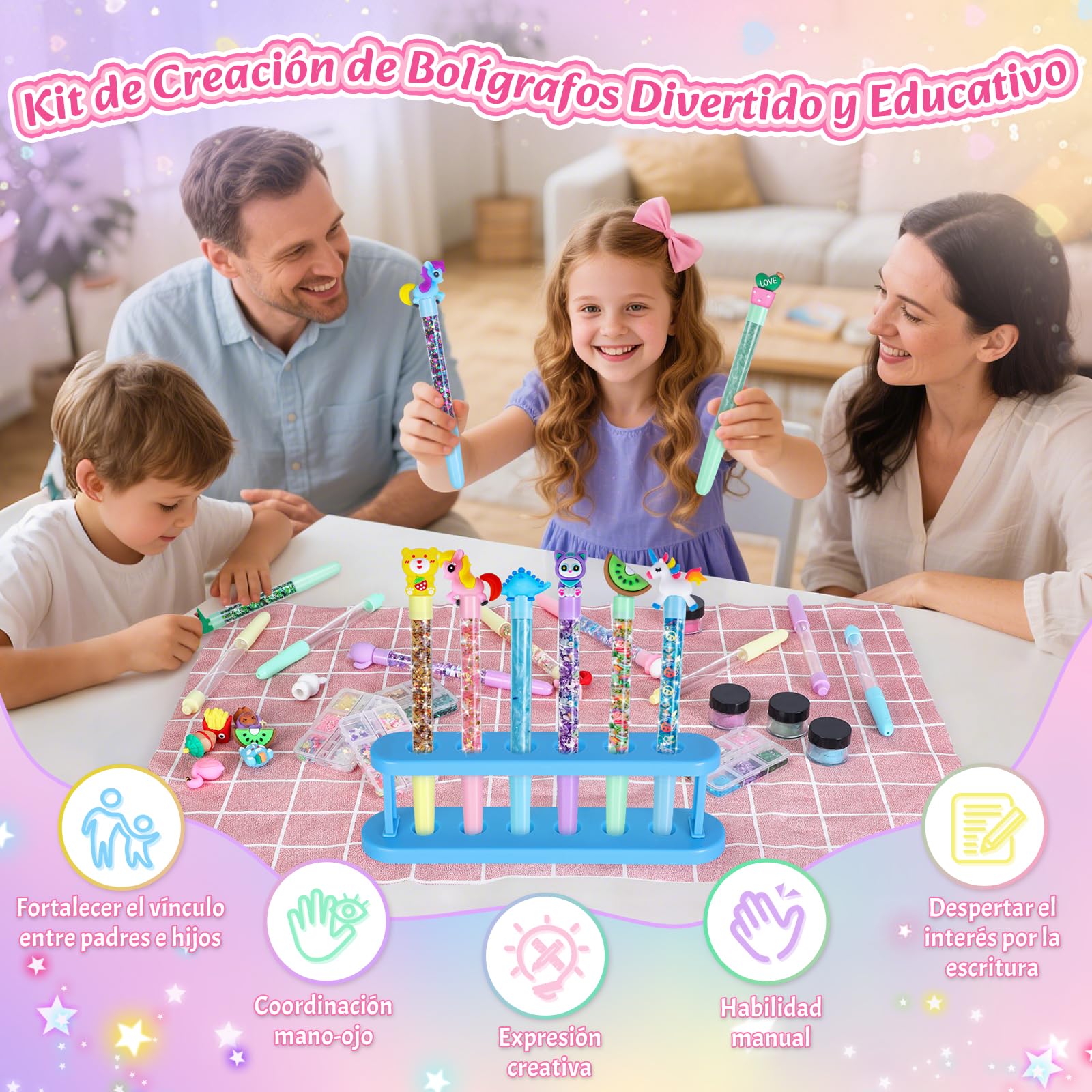 Kazzley Laboratorio de Boligrafos con 73+ PCS, Kit de Creación de Bolígrafos, Cree 20 Glitzerstiften Personalizados, Manualidades Niña 5 6 7 8 9 10 años, Regalo Juguetes Creativas para Niños y Niñas