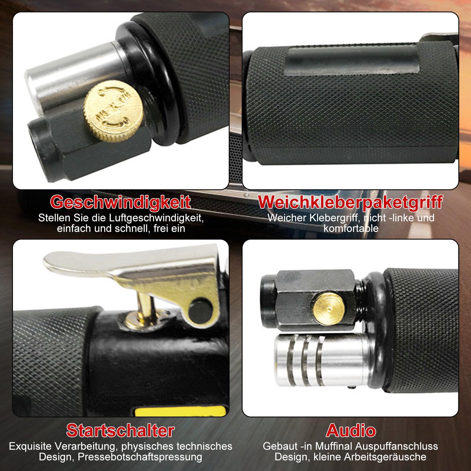 Mini Poliermaschine & Druckluft Exzenterschleifer Auto Polierer Set | 25mm 50mm 75mm Exzenter Schleifer Winkelschleifer mit 21tlg Polierschwamm,30tlg Schleifpapier Polierteller Kit Auto,Metall