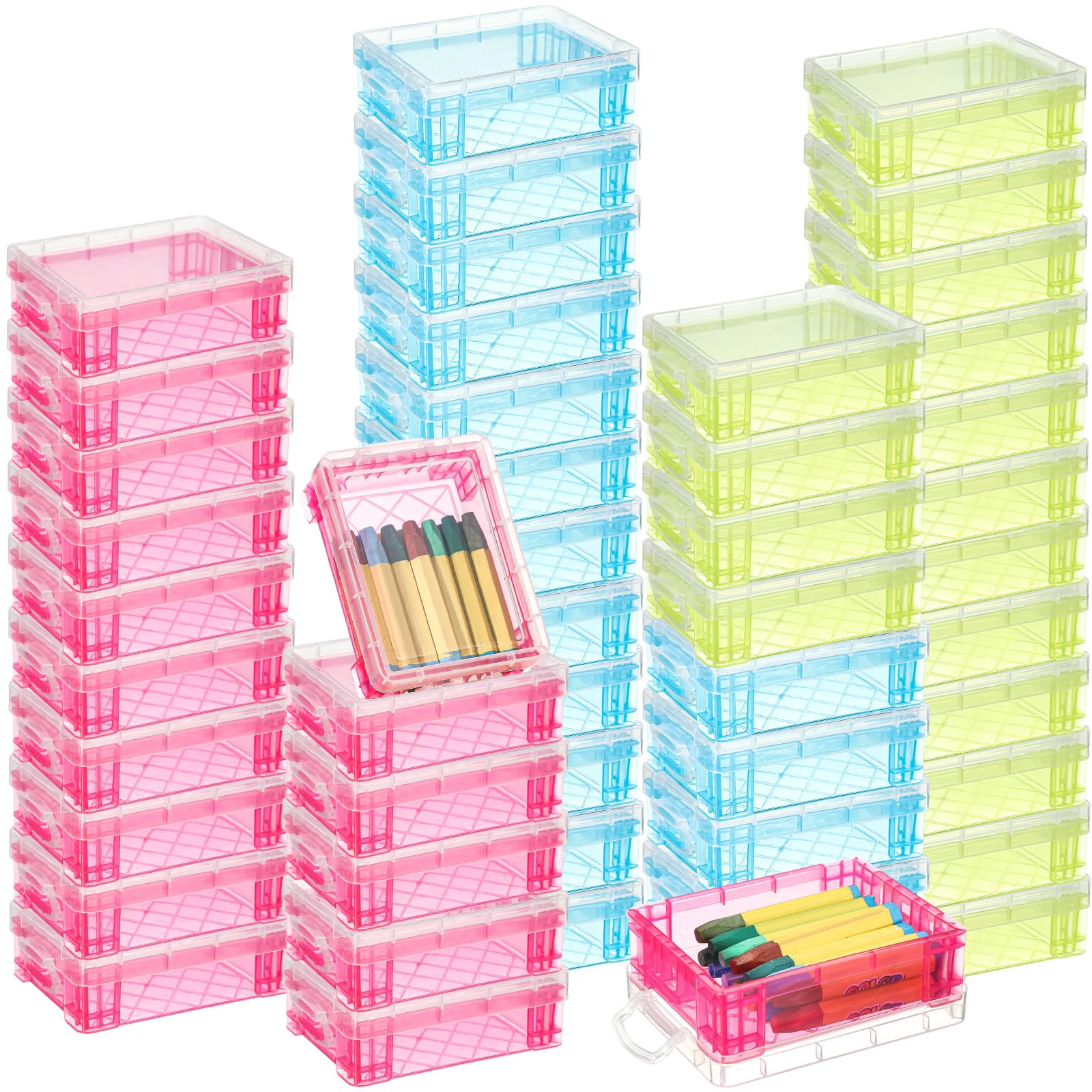 Amazon.com: Suzile 50 Pcs Plastic Crayon Box with Lid 4.8 x 3.4 x