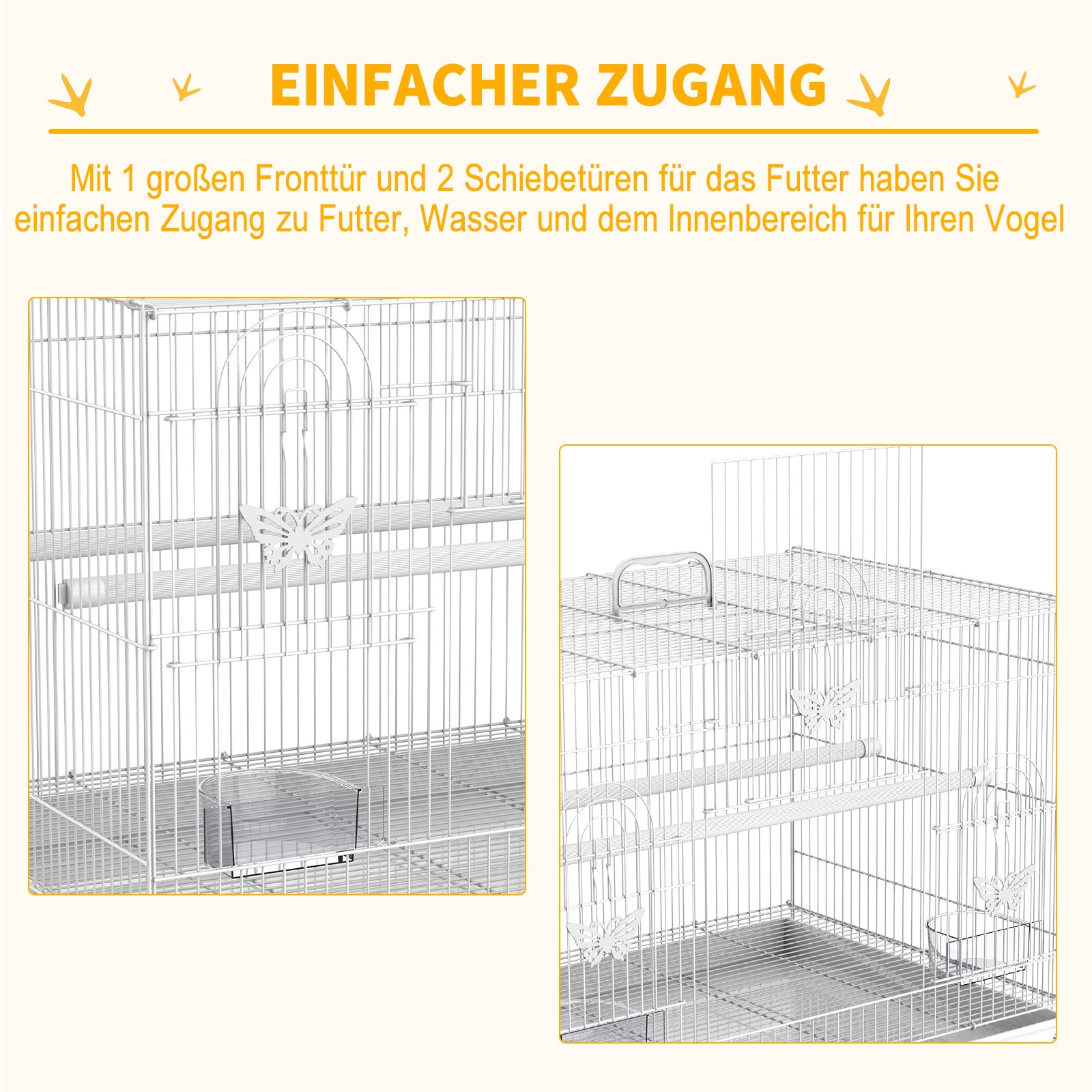 PawHut Vogelkäfig Vogelbauer Vogelvoliere Käfig Bauer Vogelhaus Vogel Sitzstange Wellensittich Kanarien