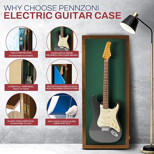Miniatura 119 de PENNZONI Vitrina para guitarra eléctrica, estuche acrílico para guitarra eléctrica, soporte de pared, estuche de pared para guitarra hecha de marco