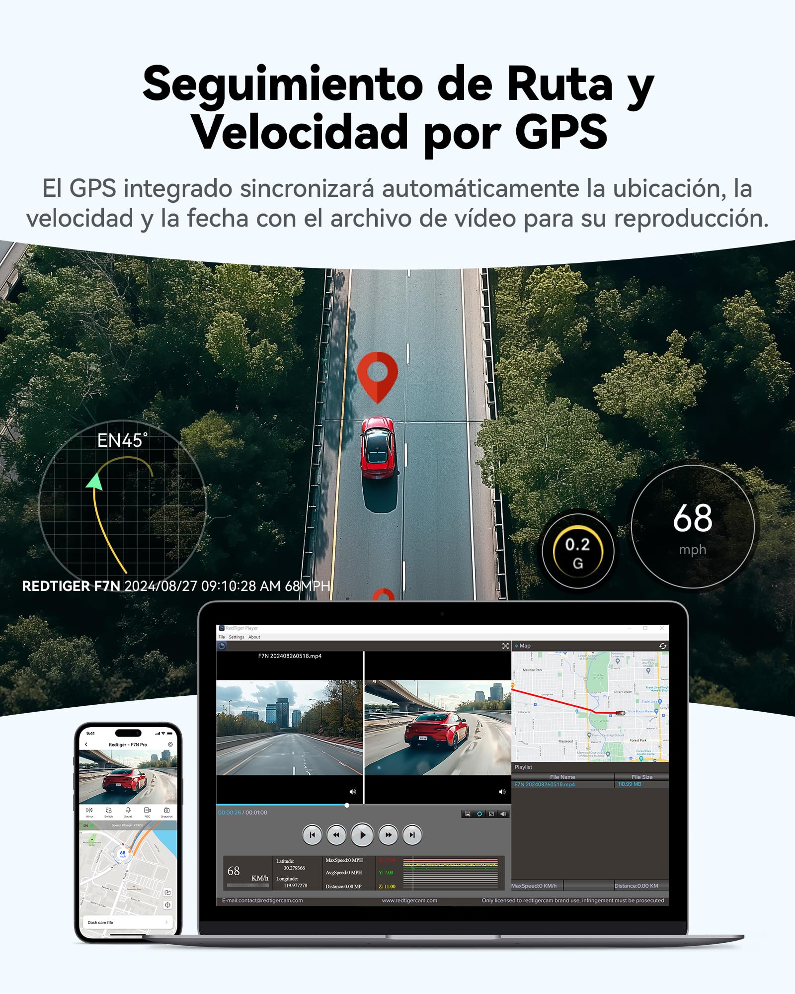 REDTIGER 4K Dash CAM Coche, Sensor STARVIS 2 con Tarjeta de 64GB, 4K/2.5K+1080P Dashcam Dual con WiFi Integrado, GPS, 3.18" IPS, Gran Angular de 170°, Vigilancia de Aparcamiento 24/7