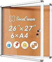 Vista 18 de SWANCROWN Tablero de anuncios cerrado a prueba de manipulaciones, tablero de información segura con puerta de acrílico, 26 x 20 pulgadas (4 x A4)
