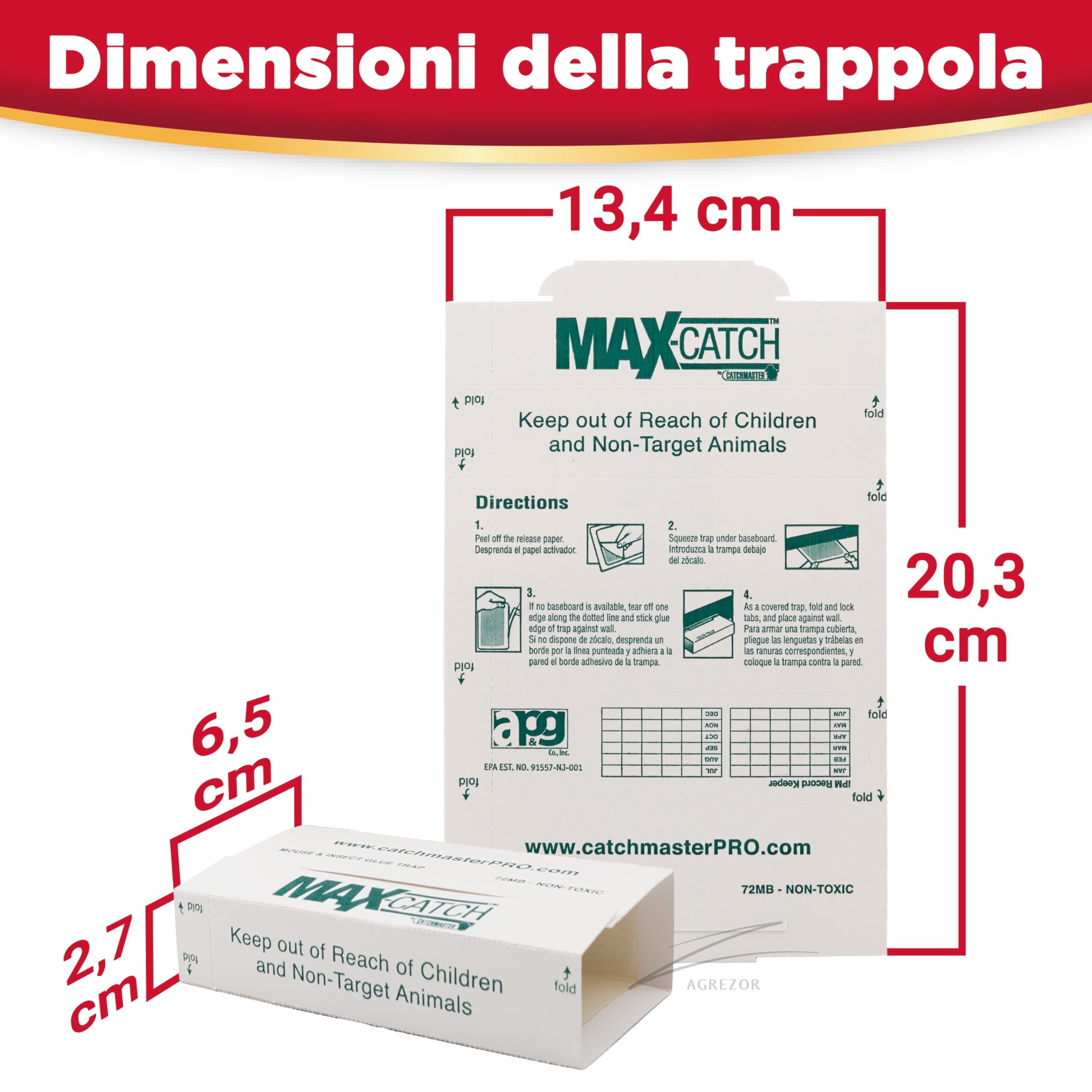 Catchmaster 72MAX Trappola per Roditori Grandi | 72 Piaste Adesive con Esca Integrata | Efficace Soluzione per Uso Interno | Colla Potente di Alta Qualità per Topi e Ratti