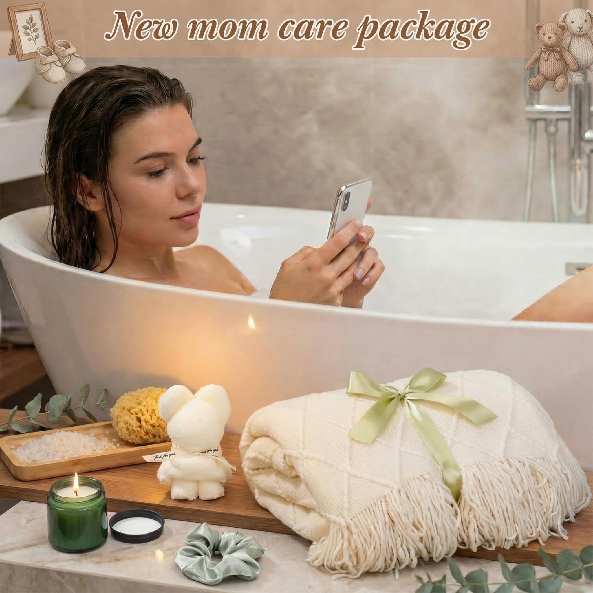 Pacchetto per la cura della mamma dopo il bambino, set regalo per la gravidanza per la mamma in attesa con coperta, tazza per mamme per essere baby shower primo giorno della mamma donne
