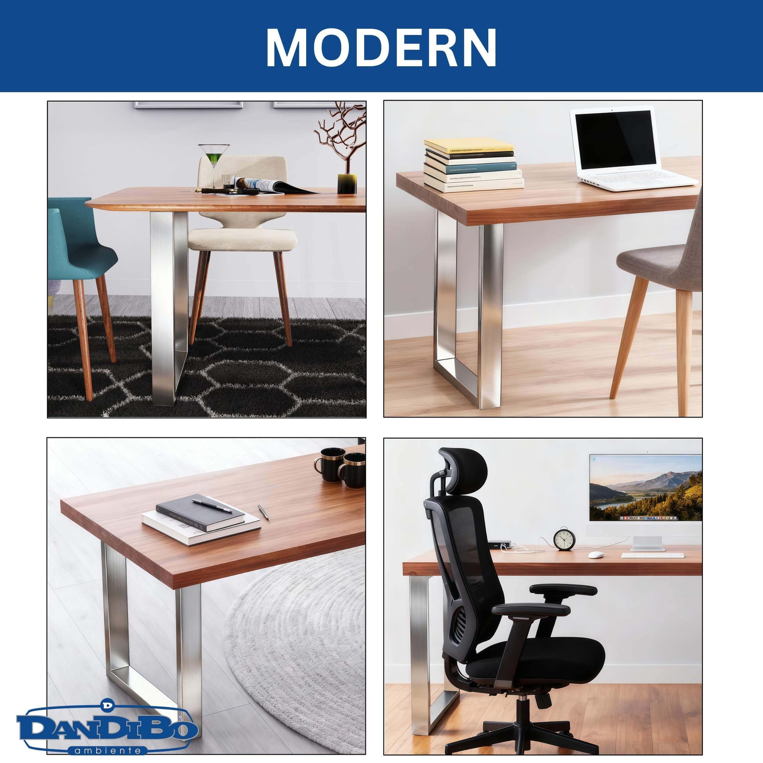 DanDiBo 2 patas de mesa de acero inoxidable, 72 x 80 cm, altura regulable, patas para muebles, patas de mesa (72 x 70 cm)
