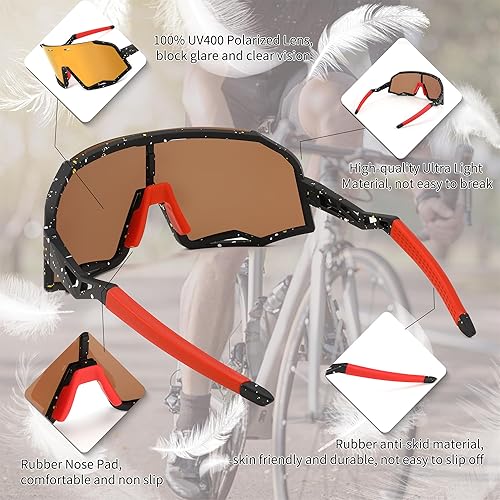 Miniatura 5 de FEISEDY Gafas de sol polarizadas de ciclismo para mujeres y hombres, gafas de sol deportivas al aire libre, béisbol, correr, ciclismo, pesca, gafas
