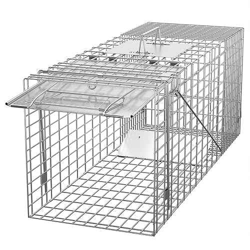 ZENY Live Animal Cage Trap 32" X 12.5" X 12" w/Iron Door Steel Cage Catch Release Humane Rodent Cage for Rabbits, Stray Cat, Squirrel, Raccoon, Mole, Gopher, Chicken, Opossum, Skunk & Chipmunks
