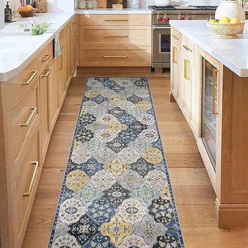 Alfombra de pasillo lavable antideslizante de 2'6x8' para pasillos, alfombra de pasillo vintage envejecida con parte trasera de goma para entrada, disponible en Yaxa Peru