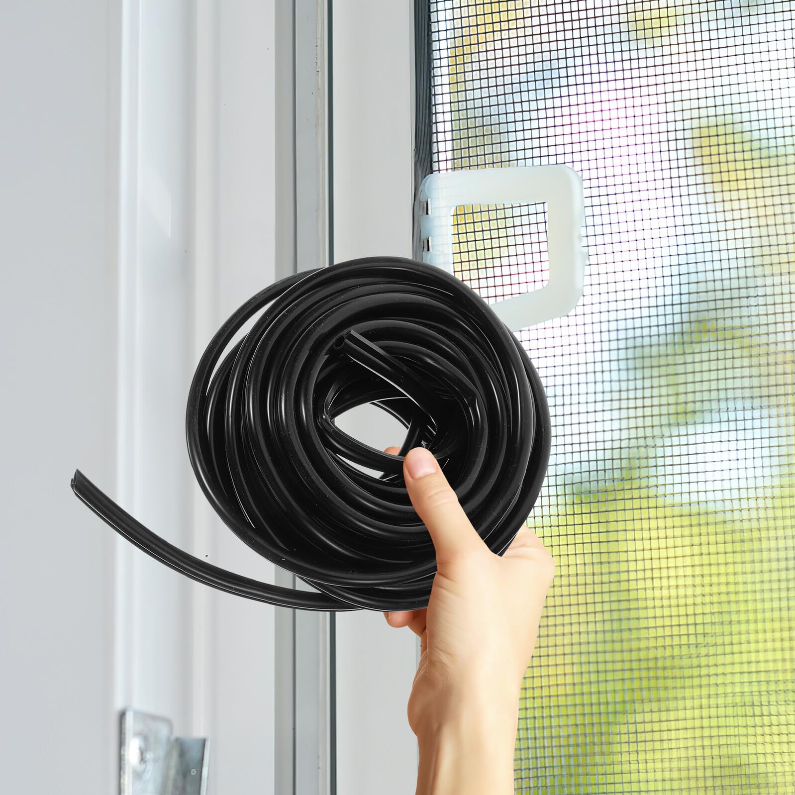 WOONEKY Striscia Sigillante per Finestre e Porte in Gomma Silicone Nero, Antivento e Antipolvere, Guarnizione Isolante per Telaio, Protezione Silenziosa e Tenuta Ottimale