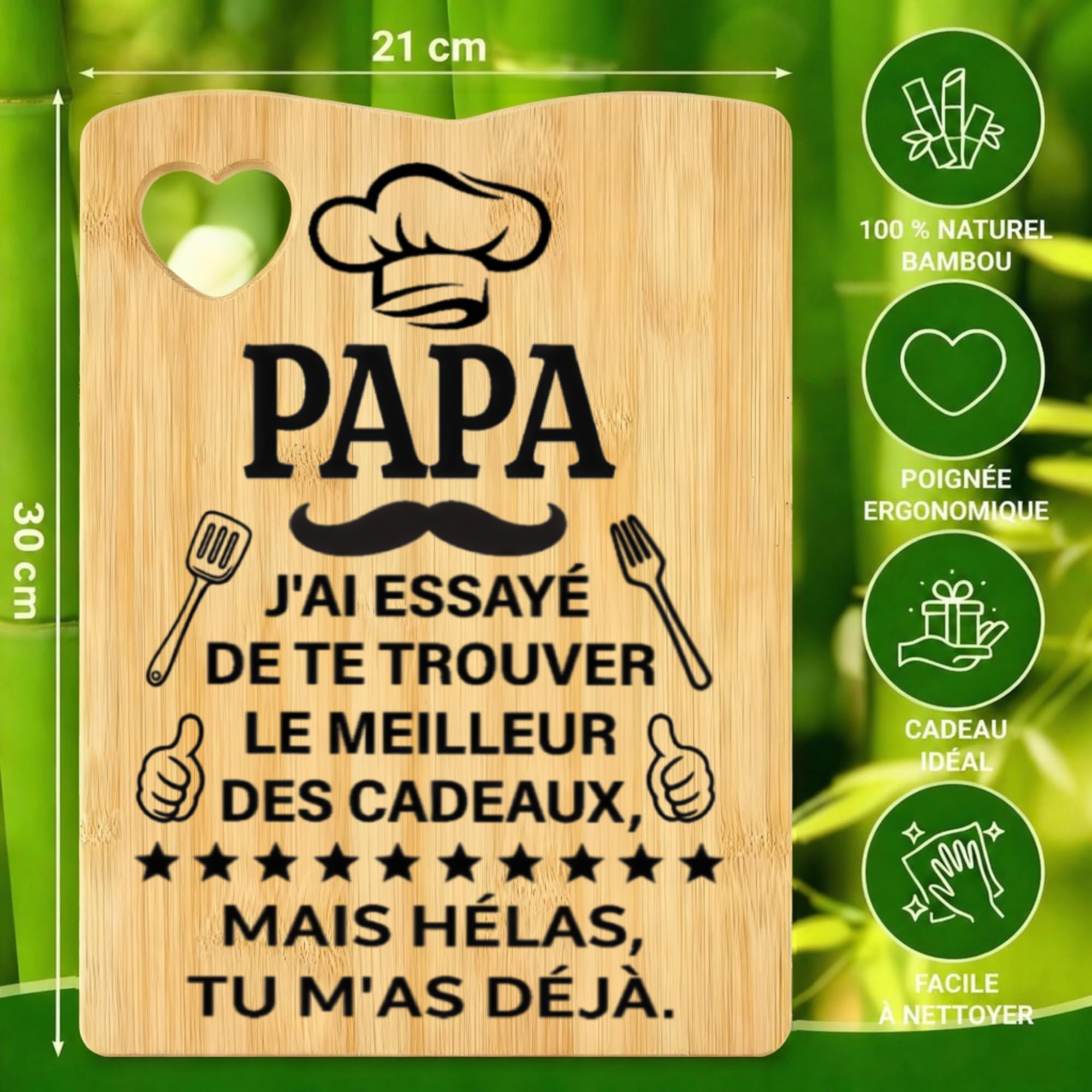 Cadeau Papa Planche à Découper en Bambou, Cadeaux Fête des Pères