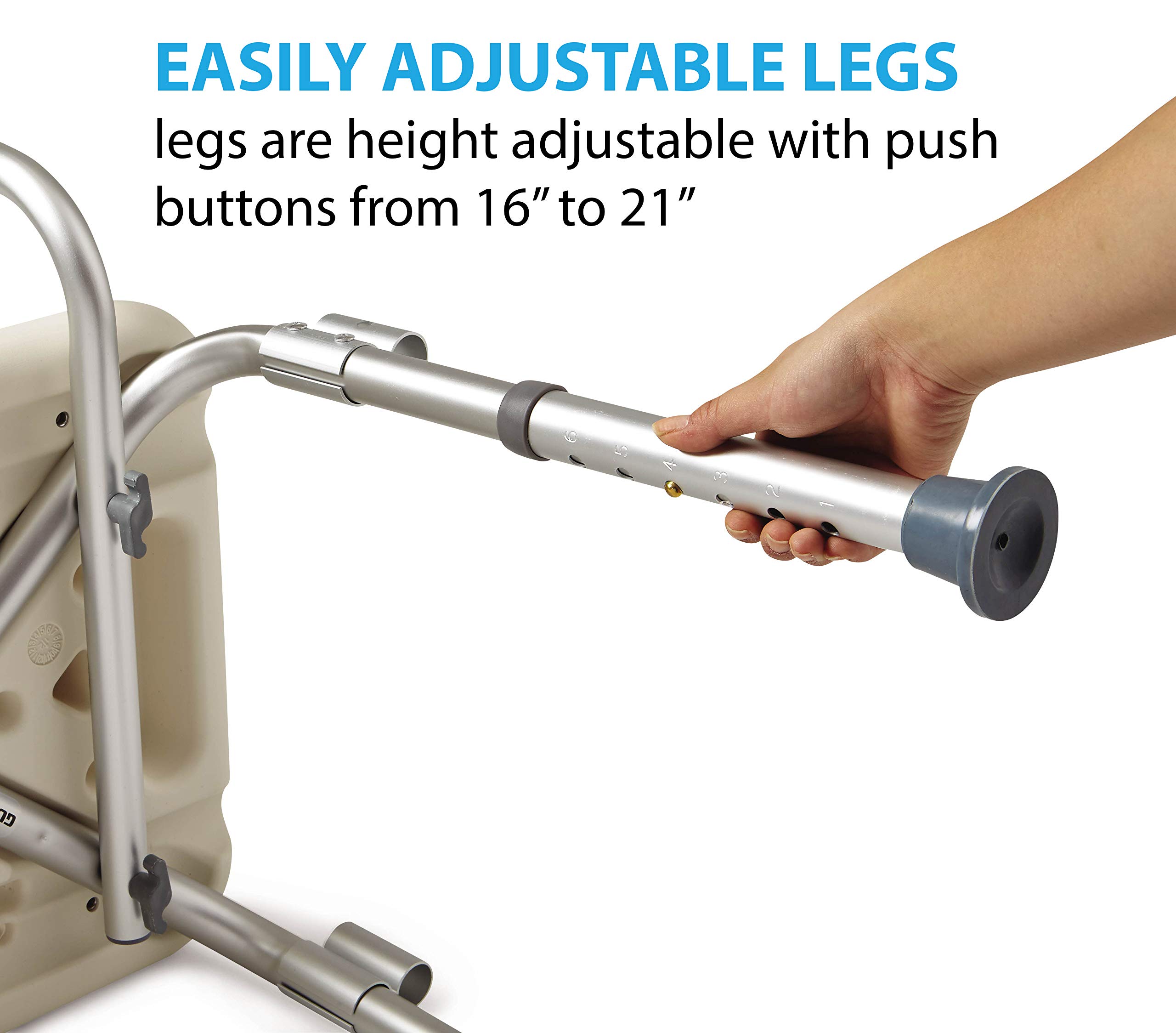 Medline Shower Chair Bath Seat with Padded Armrests and Back, Supports