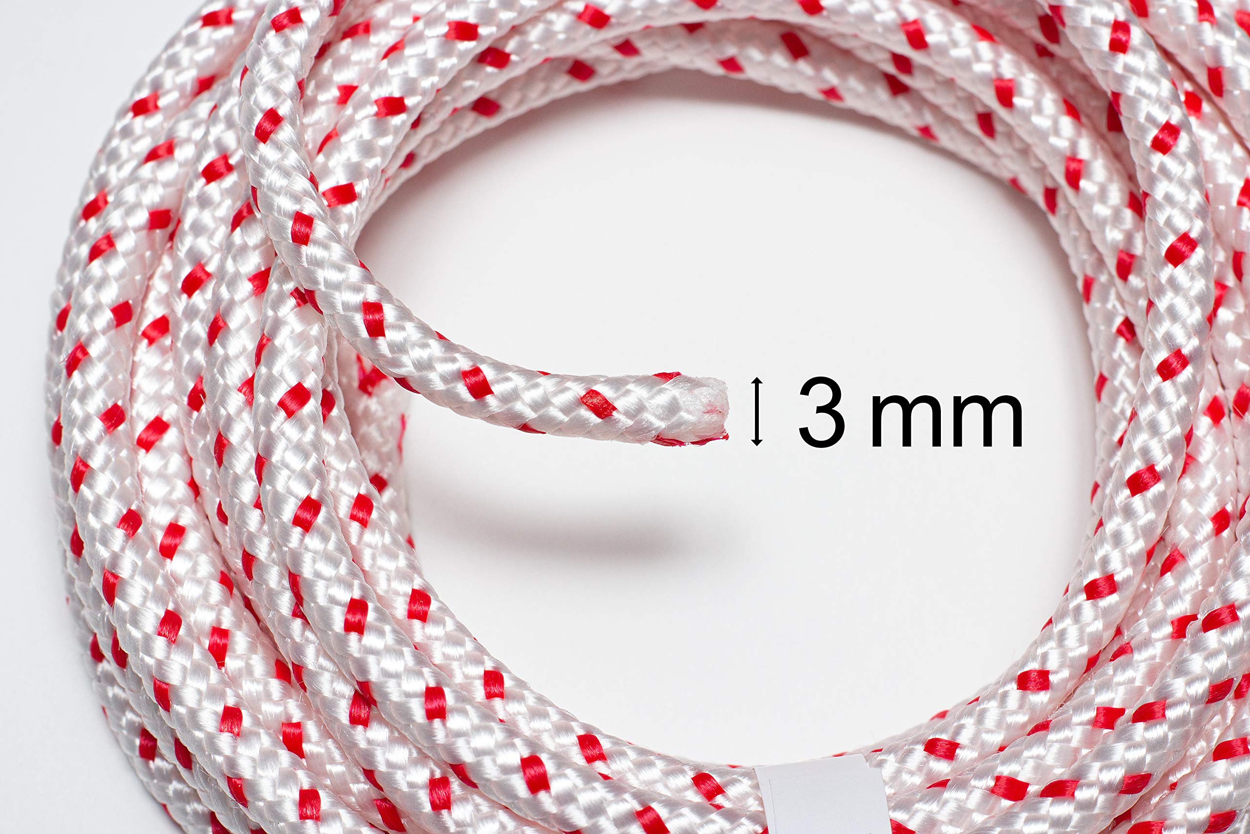 Starterseil 100 M Rolle – 4,5 Mm, Rot/weiß, Inkl. Startergriff | Für Motorsäge, Rasenmäher, Bootsmotor & Gartengeräte