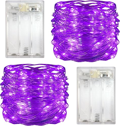 Paquete de 2 luces LED con función de temporizador, funciona con pilas, mini luces de hadas para fiestas en el hogar, Navidad, Halloween, decoración