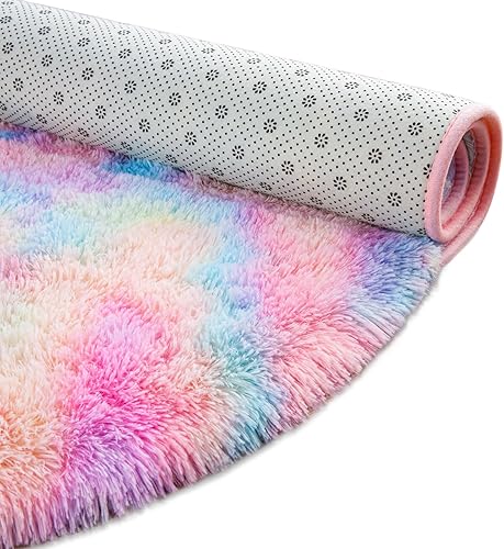 Miniatura 7 de Softlife Alfombras esponjosas para dormitorio, alfombra de área bonita para niñas y niños, decoración del hogar, 2.6 x 5.3 pies, alfombra ovalada de