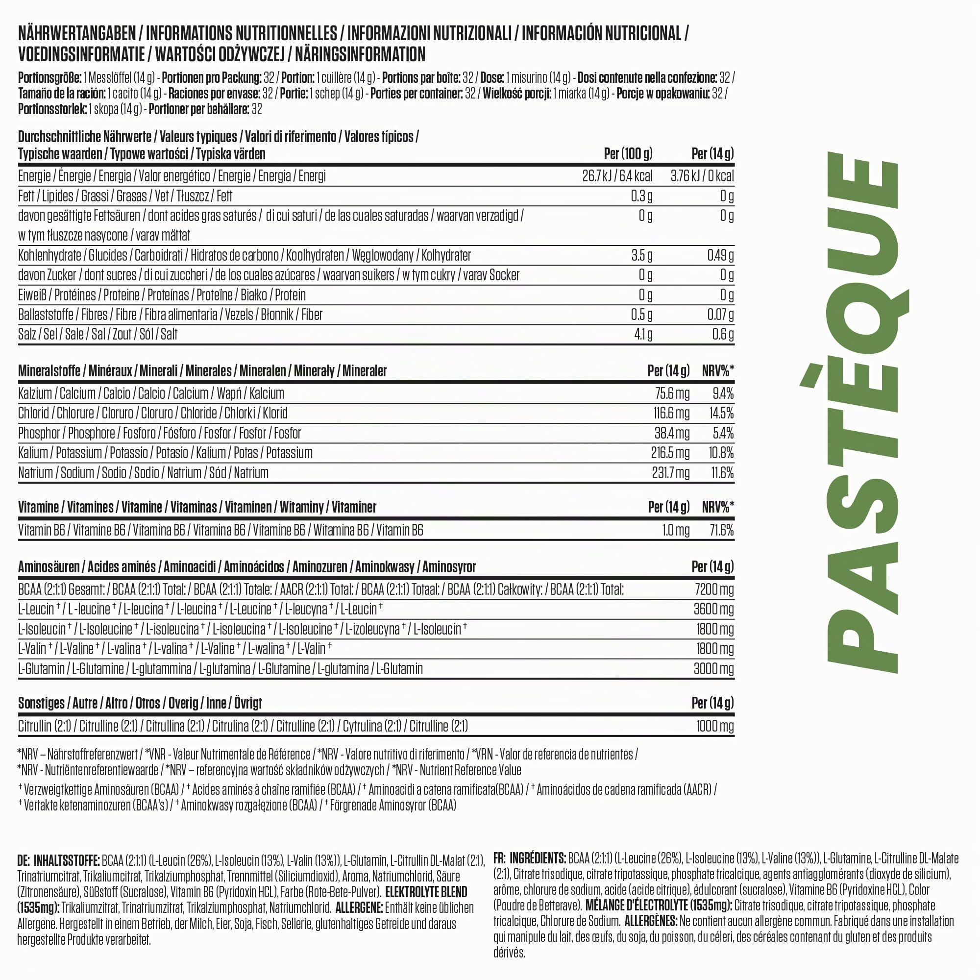 Applied Nutrition Amino-Hydrate BCAA en Poudre, Complément d'Acides Aminés à Chaîne Ramifiée, Poudre d'Acides Aminés Essentiels, Boisson Énergétique (32 Portions)