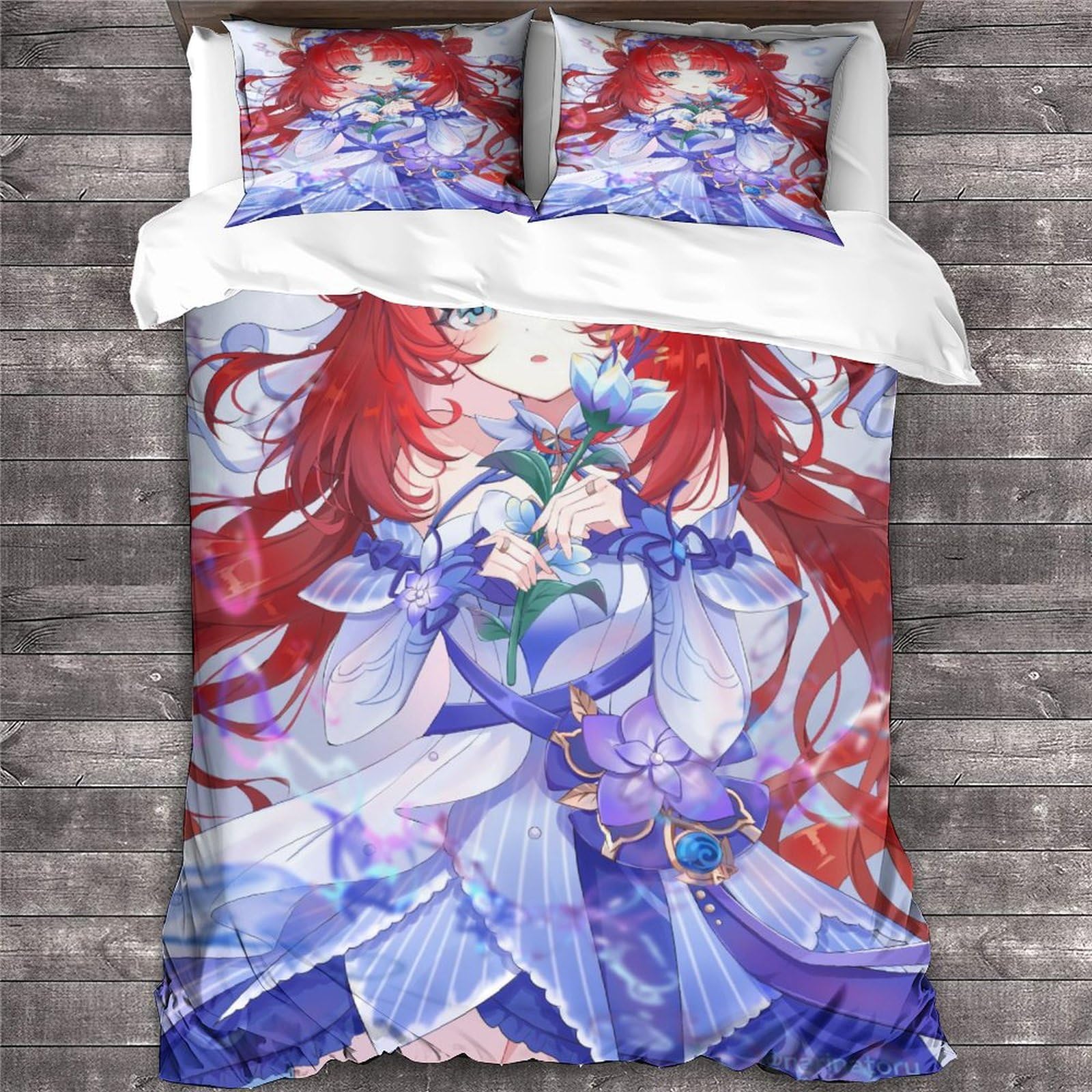 YTPONBCSTUG Anime Girl Duvet Cover Double Manga Pattern Bedding Set Soft Lightweight Microfiber Manga Quilt Cover with Zipper Closure Double（200x200cm）