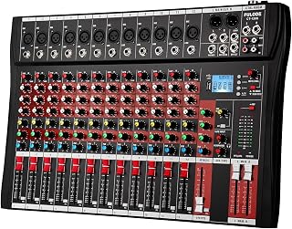 FULUODE CT-120S 12-Channel Audio Mixer with Bluetooth 5.0, Reverb, USB Recording & 48V Phantom Power for DJ Karaoke Studio