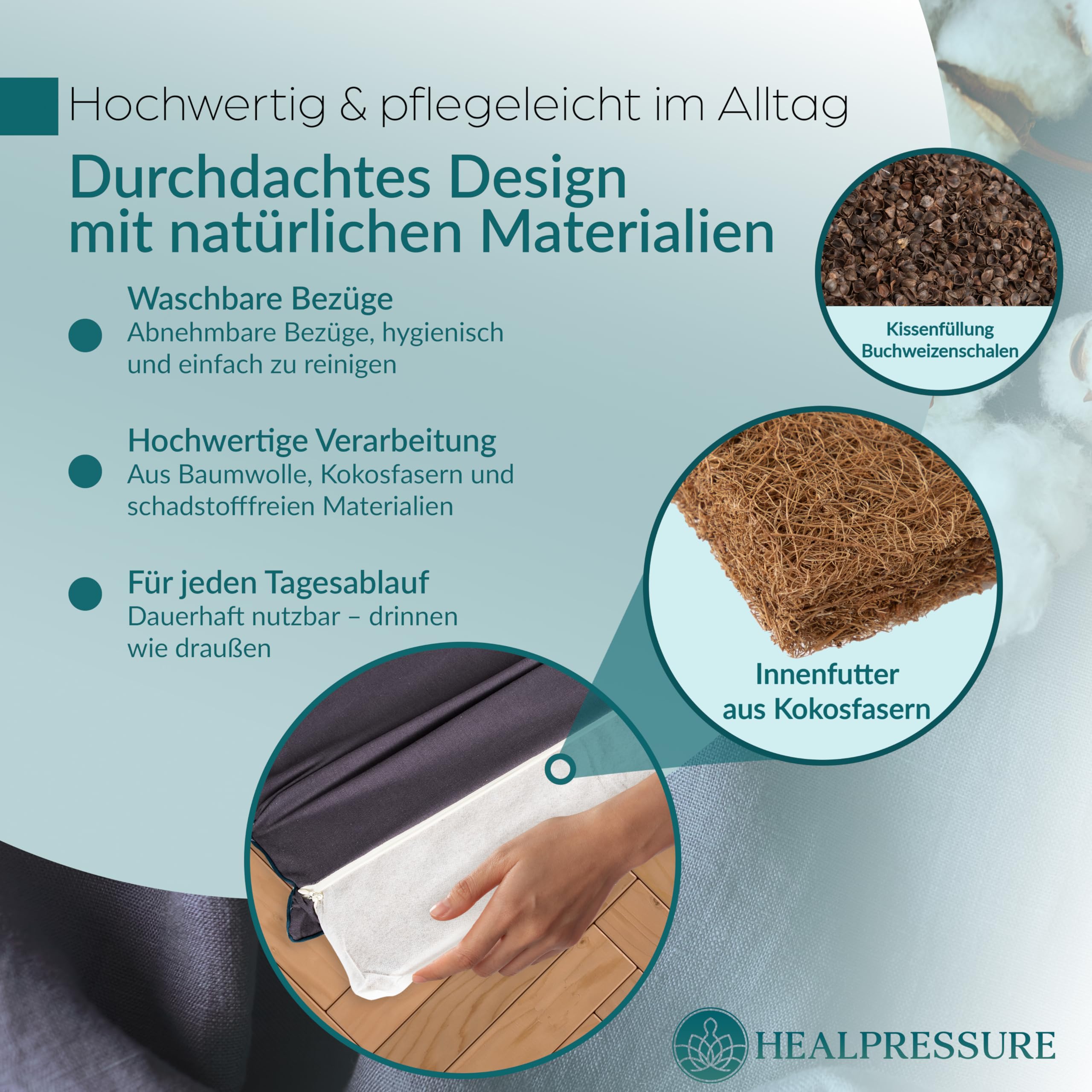 Akupressurmatte Set 5-teiliges Entspannungs-Set aus Naturmaterialien Für Rücken,Nacken,Füße Akupressur-Matte mit 700 Spitzen mit Tragetasche waschbare Bezüge Wellness für Zuhause