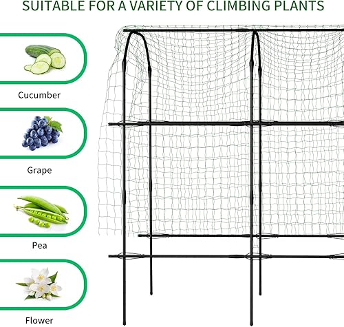 Miniatura 8 de DoCred - Enrejado alto de arco de jardín para plantas trepadoras al aire libre, enrejado de soporte de metal con red de escalada para vid,