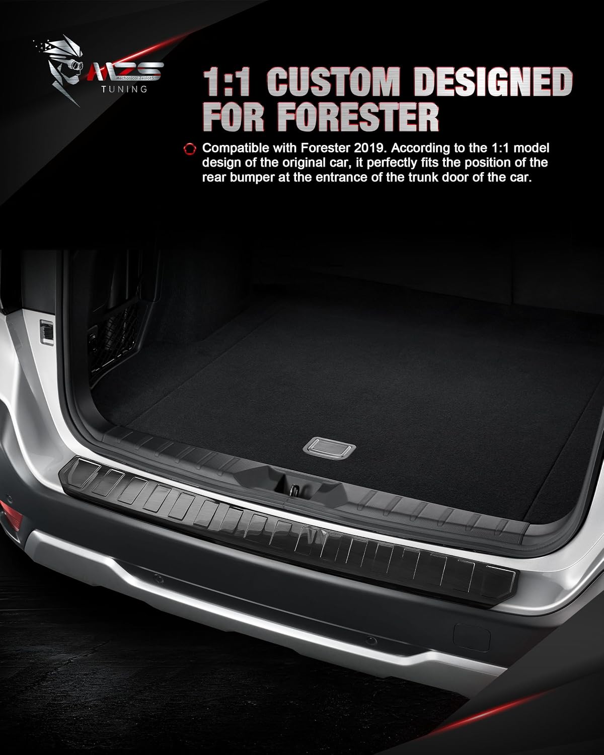 MZS Rear Bumper Cover Protector Guard Compatible with Forester 2019-2024 Replace E771SSJ000, Trunk Door Sill Guard Anti-Scratch Durable Scrape Guard - Rear Exterior/Lower