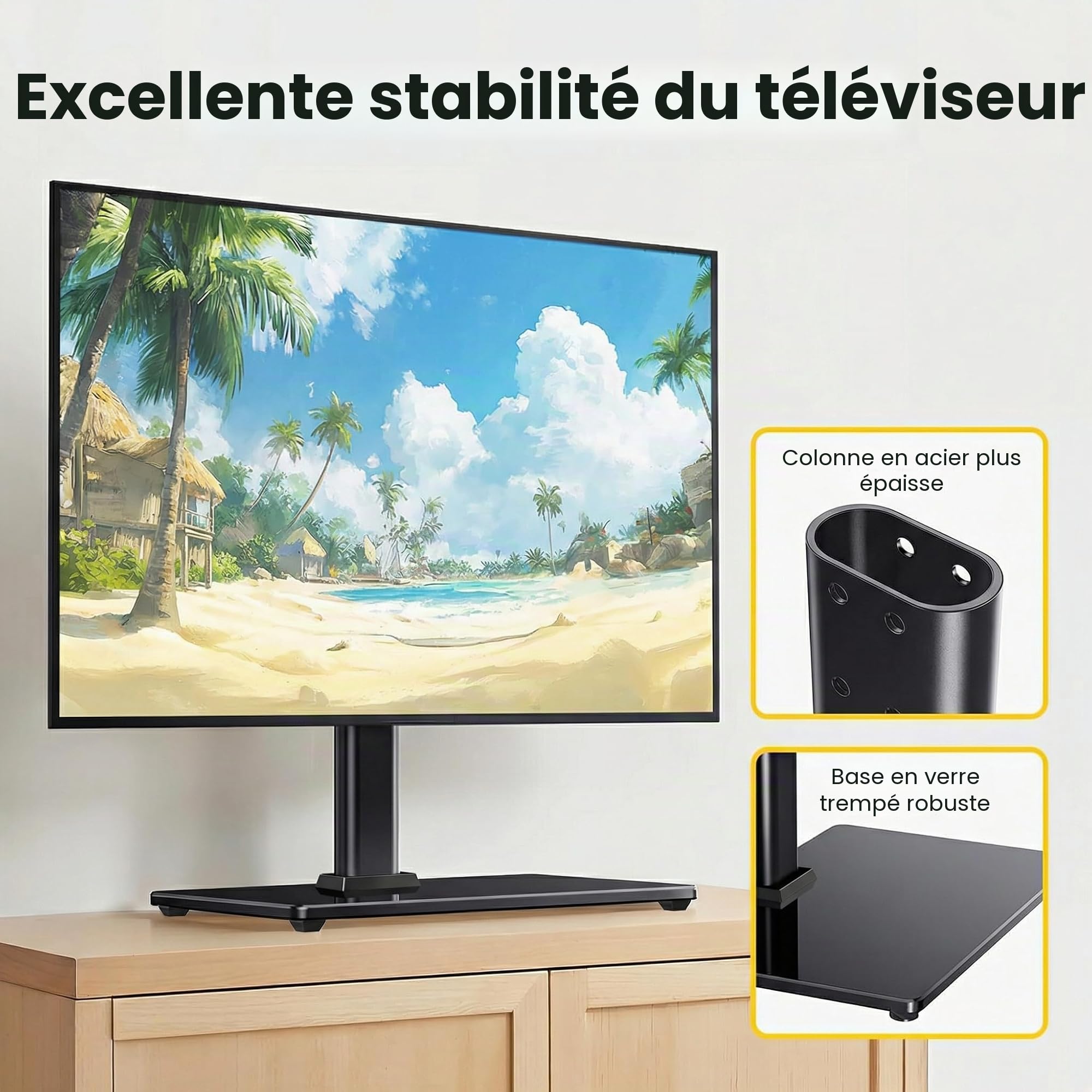 AM alphamount Télévision Support sur Pied TV Universel Pivotant - pour TV LED OLED LCD de 24-60 Pouces, Support de TV Réglable en Hauteur, Supporte 45 kg Max. VESA 400x400 mm