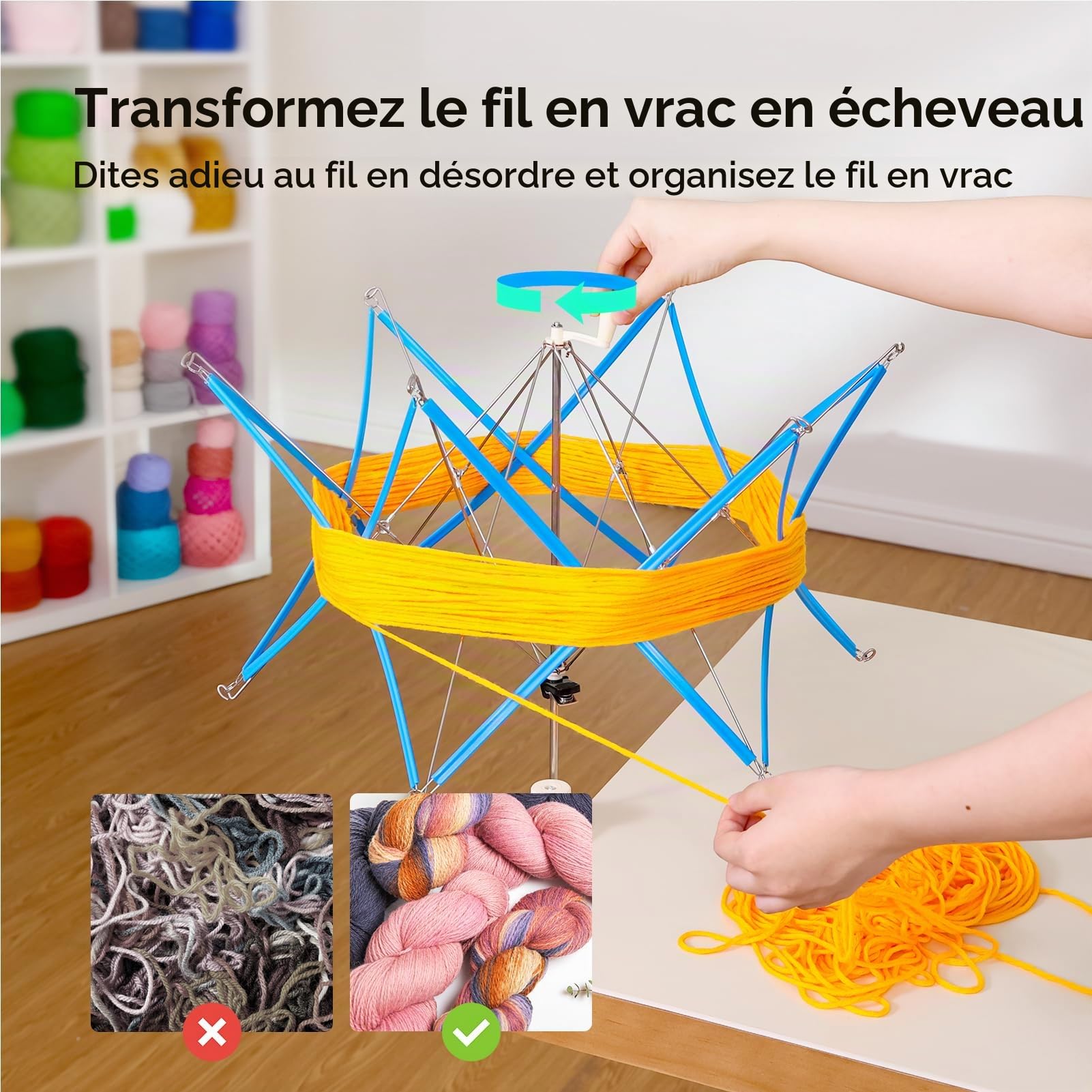 Swift Parapluie de Fil, Support Flexible et Pliable pour Écheveaux | Léger et Facile À Ranger, Maintient Les Écheveaux de Laine Stable Pendant Les Travaux de Crochet et Tricot