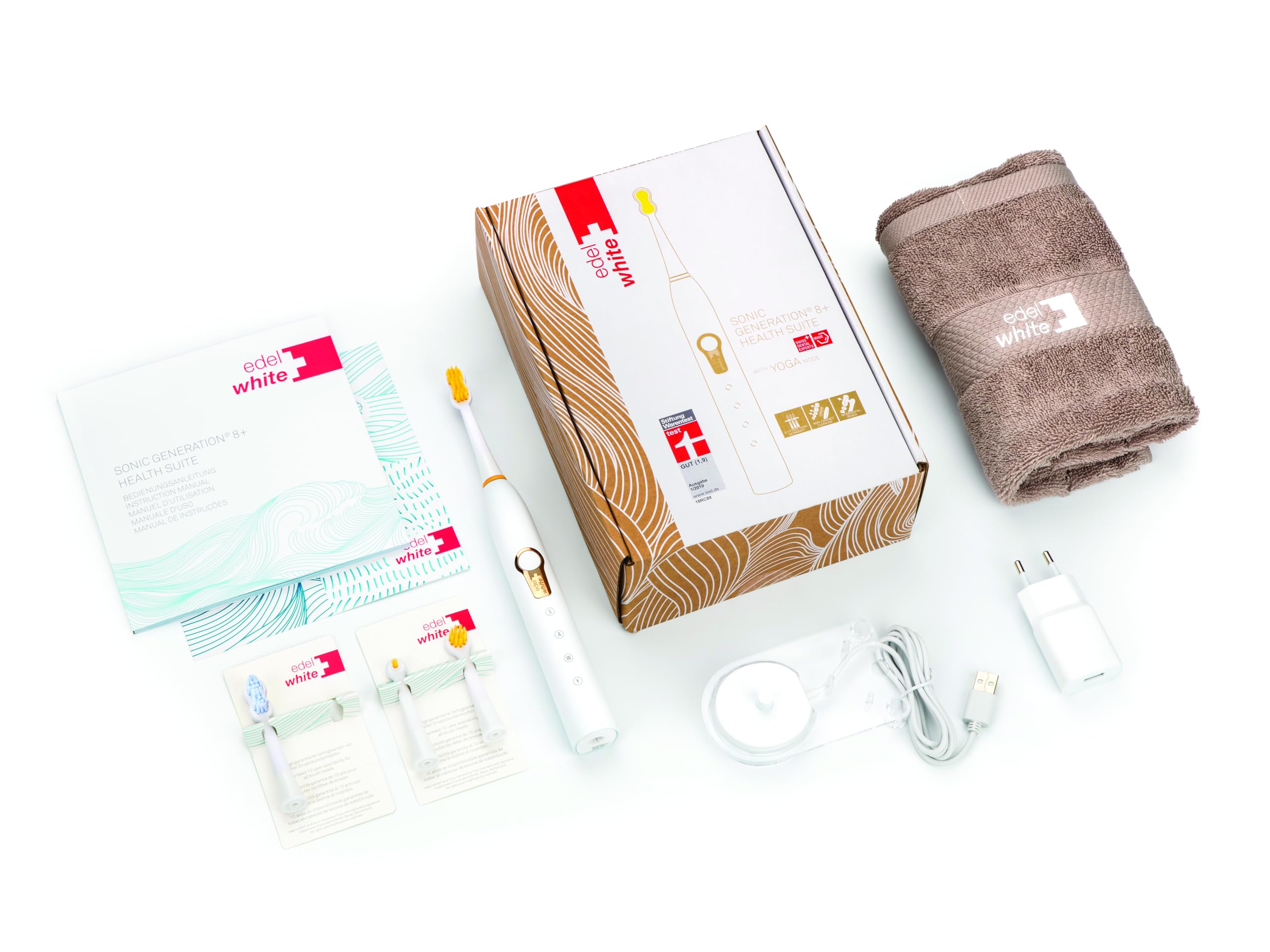 Brosse à Dents Électrique - Sonic Health Suite 8+ - N°1 Mondiale - Nettoyage Professionnel en Profondeur - 4 Têtes pour Cibler Toutes les Zones - Gencives plus Saines en 2 Semaines - Autonomie 1 Mois
