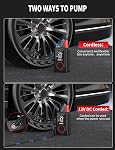 GREPRO Tire Inflator Portable Air Compressor,150PSI Air Pump for Car Tires,12V DC Dual Power Cordless Tire Pump with Tire Pressure Gauge,LED Light for Car,Motorcycle,Bike,Ball,Other Inflatables,Red