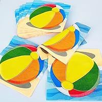 Vista 5 de Juego de 50 servilletas desechables para fiesta de playa, para verano, para piscina, suministros de decoración de playa, fiesta de cumpleaños