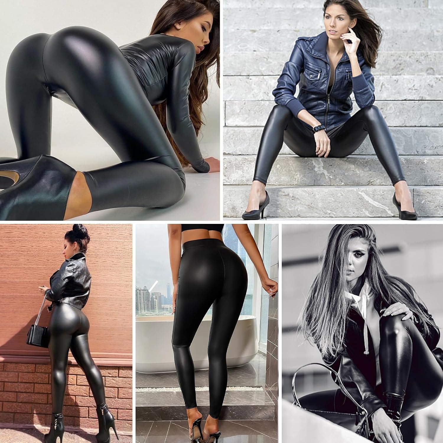 Buauty Women's Faux Leather Leggings Tummy Control, High Waist Pants Leggings Depot, PU Stretchy Pleather Pants Yoga Tights - Image 7