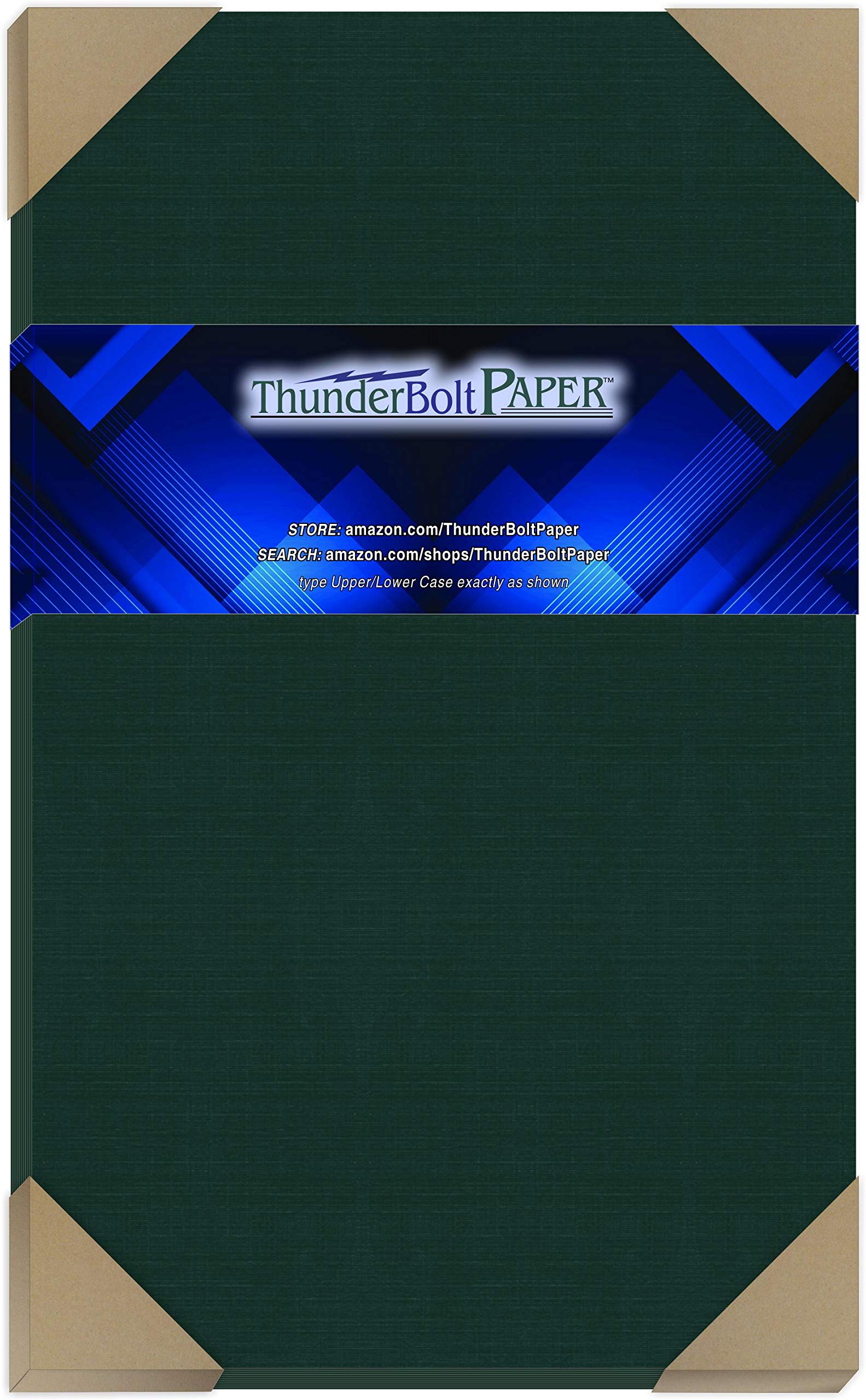 25 Dark Green Linen 80# Cover Paper Sheets - 8.5" X 14" (8.5X14 Inches) Legal|Menu Size - 80 lb/pound Card Weight - Fine Linen Textured Finish - Deep