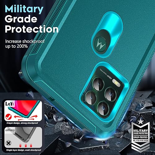 Miniatura 5 de LeYi Funda para Moto-G-Stylus-5G-2021 Funda para Moto G Stylus 5G 2021 con 2 protectores de pantalla de vidrio templado, funda resistente 3 en 1