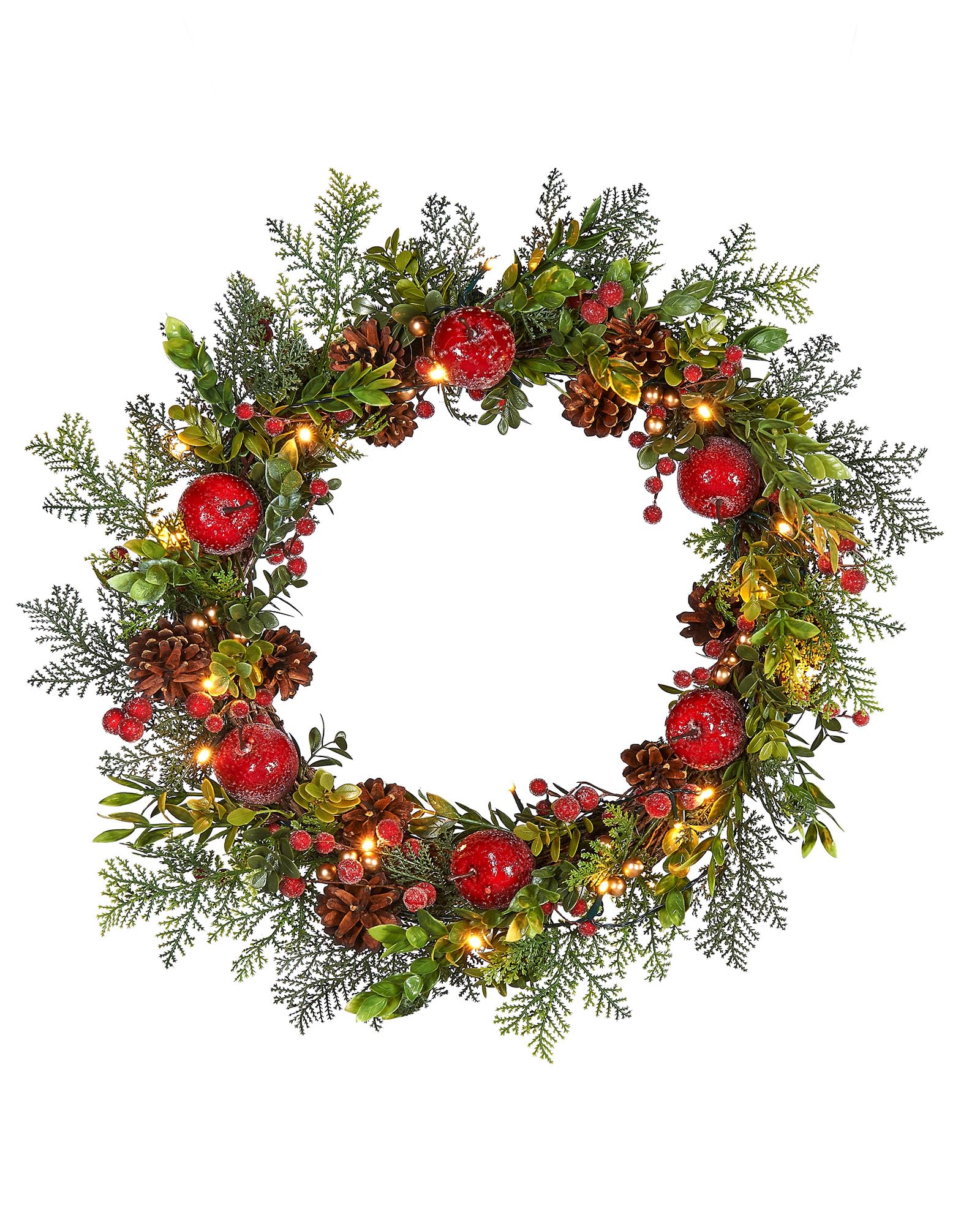 Pre-Lit Frosted Red Berry Mixed Tip Wreath