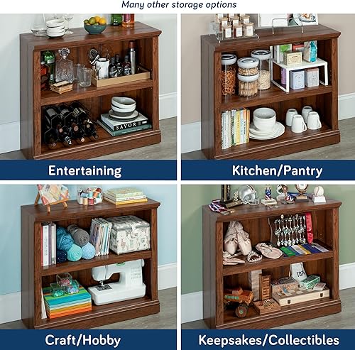 Vista 37 de Sauder Estantería multiusos de madera de 2 niveles para oficina en casa, sala de estar, color castaño a la tiza